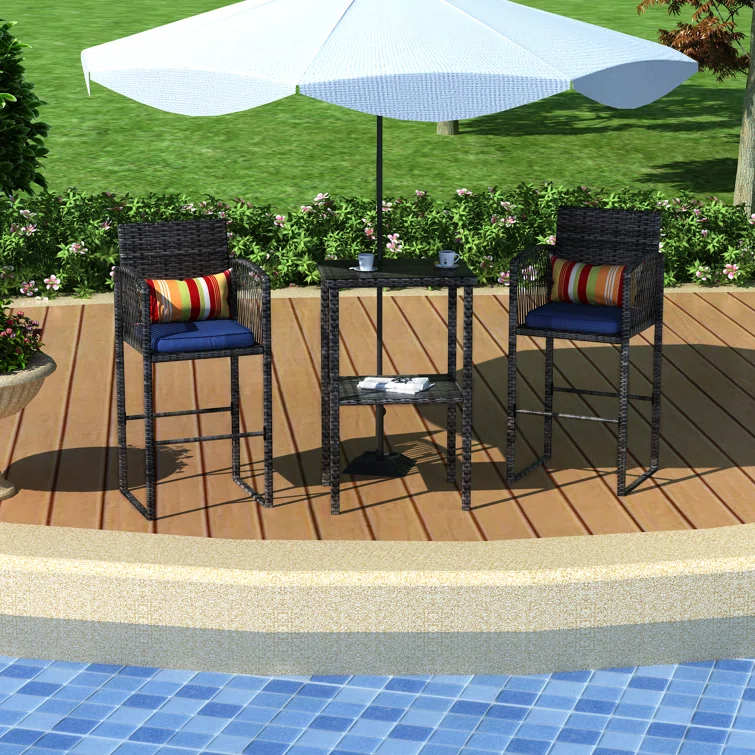 Virgolino 2 - Person Square Outdoor Dining Set with Cushions