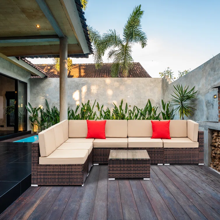 Aldebaran 6 - Person Outdoor Seating Group with Cushions