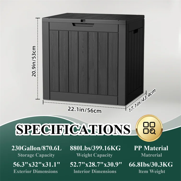 Olilawn Extra Large Resin Outdoor Storage Deck Box