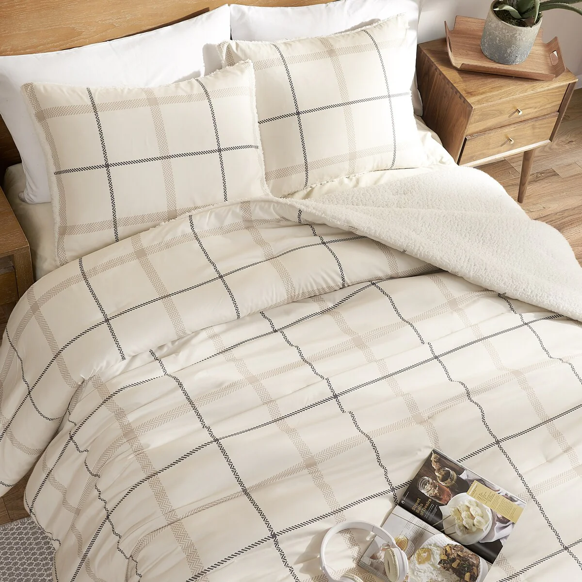Lucky Brand Plaid Sherpa Reversible Comforter Sets