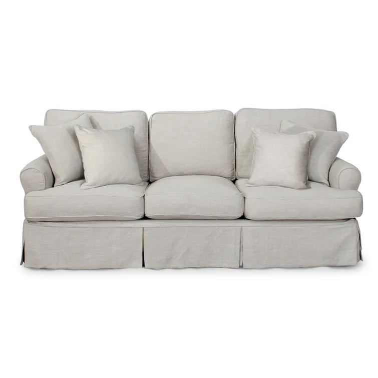 Pike 85" Rolled Arm Slipcovered Sofa with Reversible Cushions
