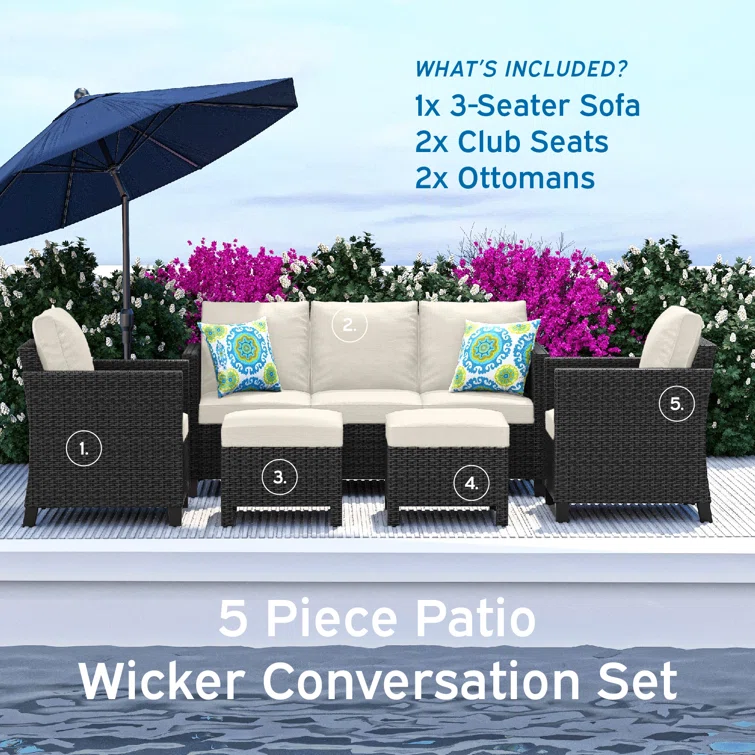 5 - Person Outdoor Seating Group with Cushions