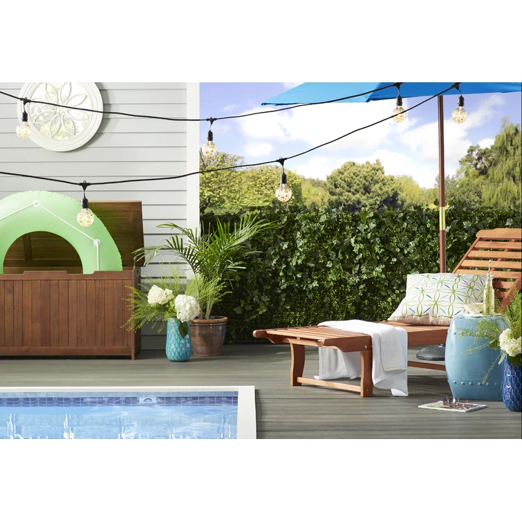 Plow & Hearth Lancaster 49'' W Solid Wood Eucalyptus Deck Box in Brown