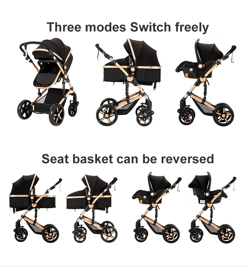 Black Baby Stroller with Car Seat