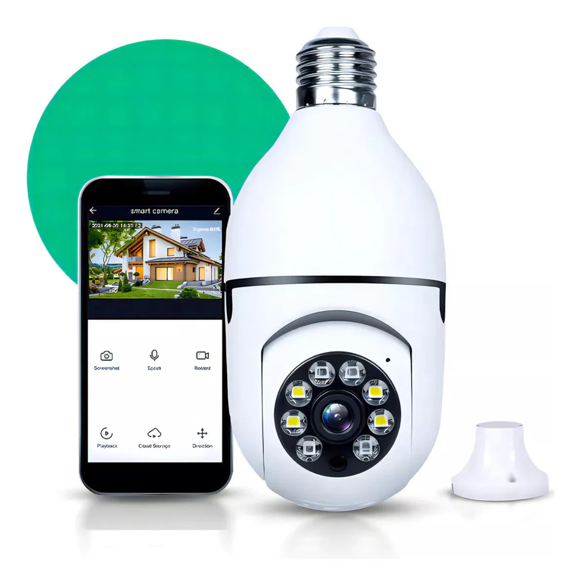 Camera De Segurança Ip Inteligente Lampada Panoramica App Yoosee Wifi Espiã Giratoria 360º Fergusom Branco