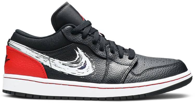 Air Jordan 1 Low 'Brushstroke Swoosh – Black Red' DA4659-001