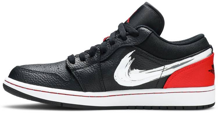 Air Jordan 1 Low 'Brushstroke Swoosh – Black Red' DA4659-001