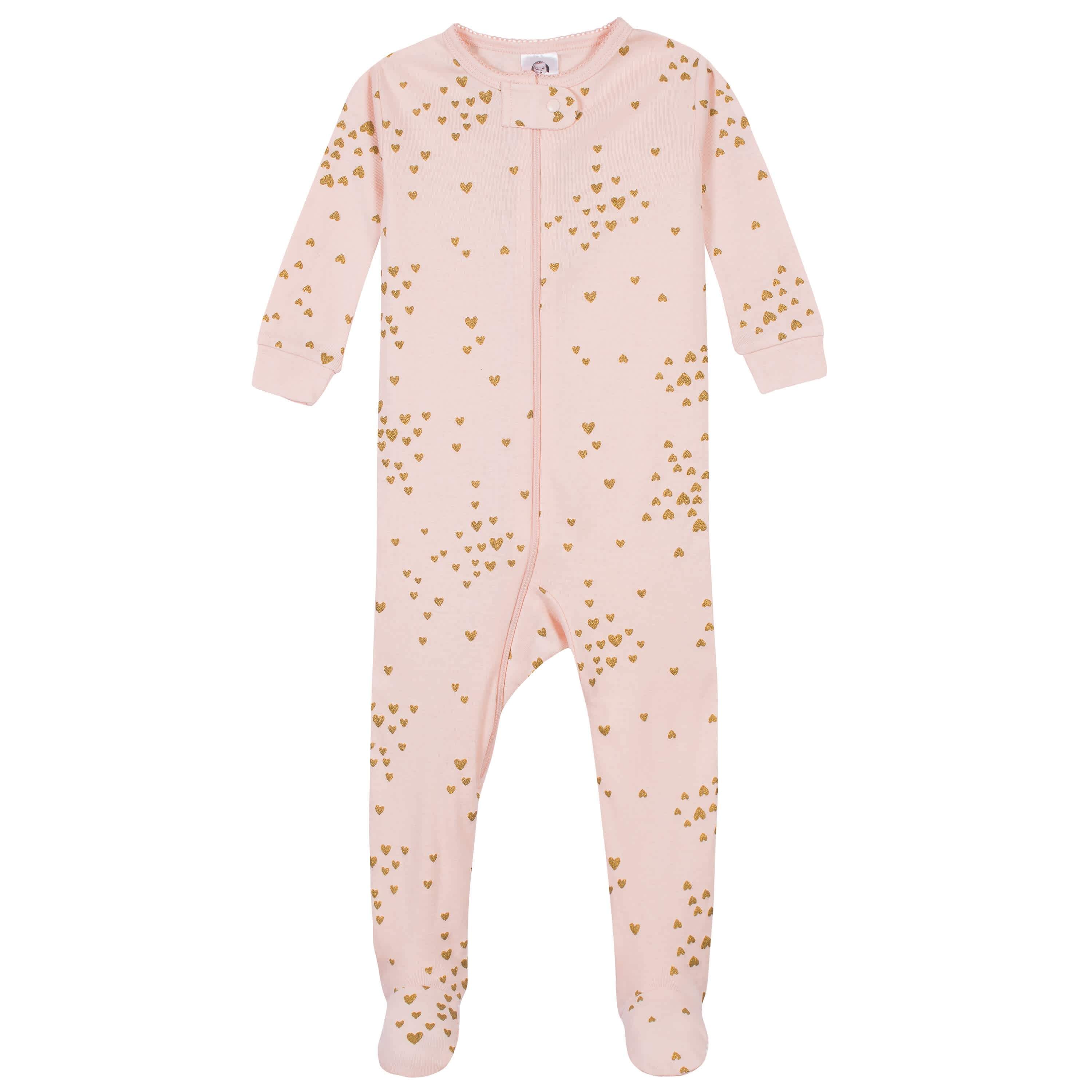2-Pack Baby & Toddler Girls Love Snug Fit Footed Cotton Pajamas