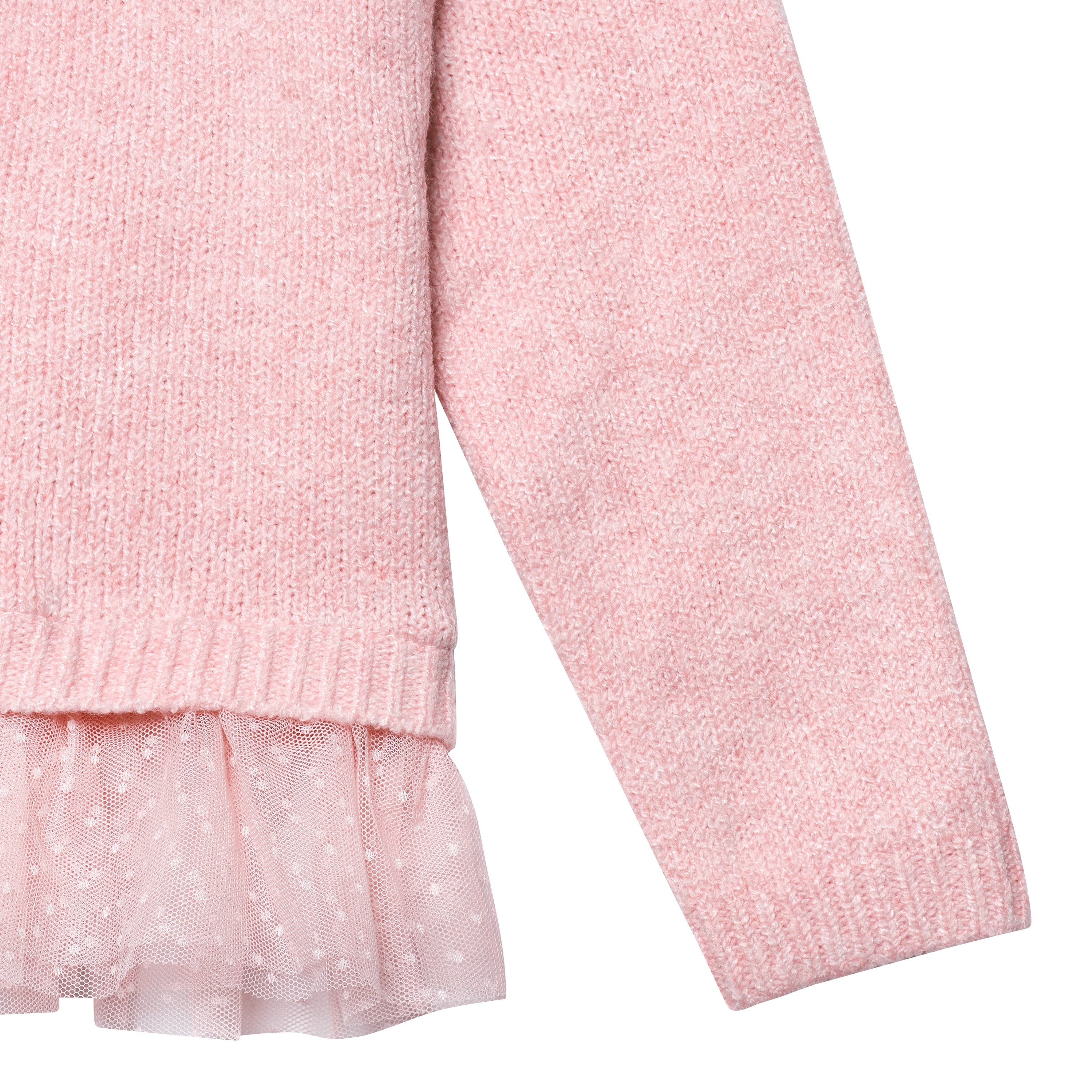 Infant & Toddler Girls Pink Sweater With Tulle Trim