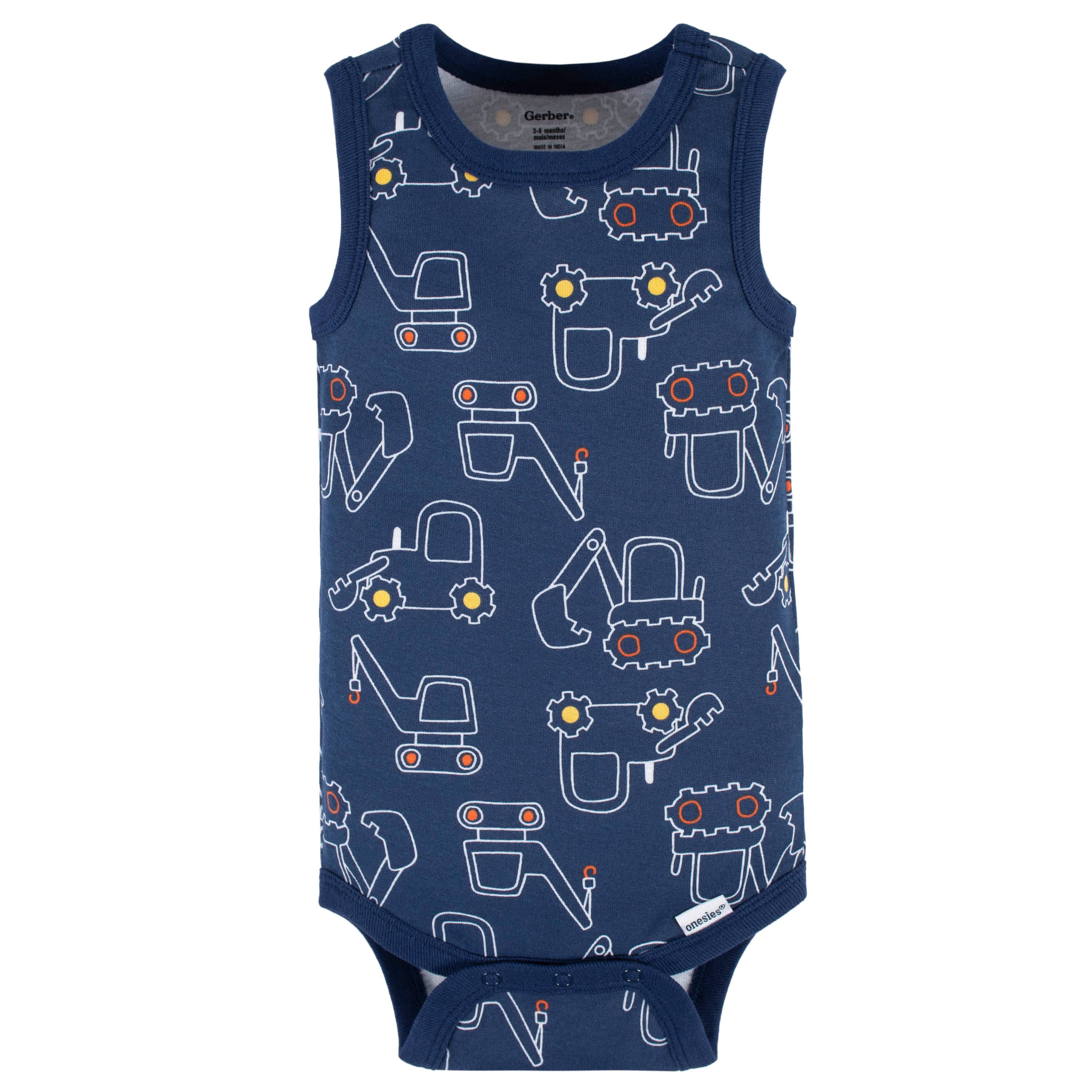 4-Pack Baby Boys Big Digger Tank Onesies® Bodysuits