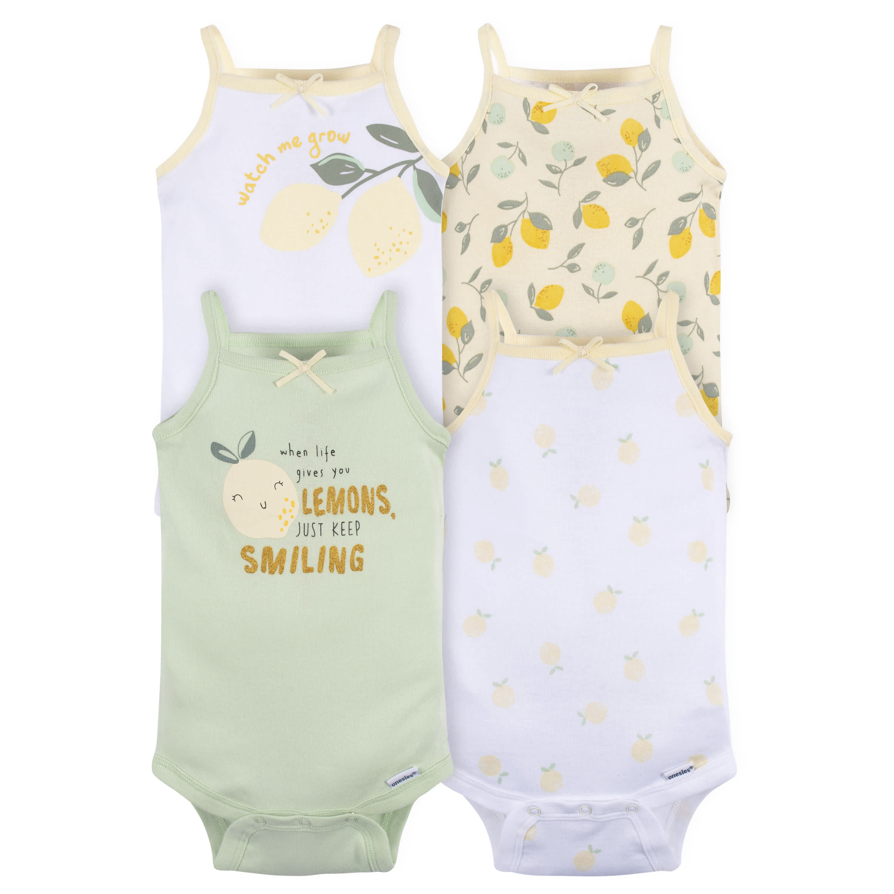4-Pack Baby Girls Little Lemon Sleeveless Onesies® Bodysuits