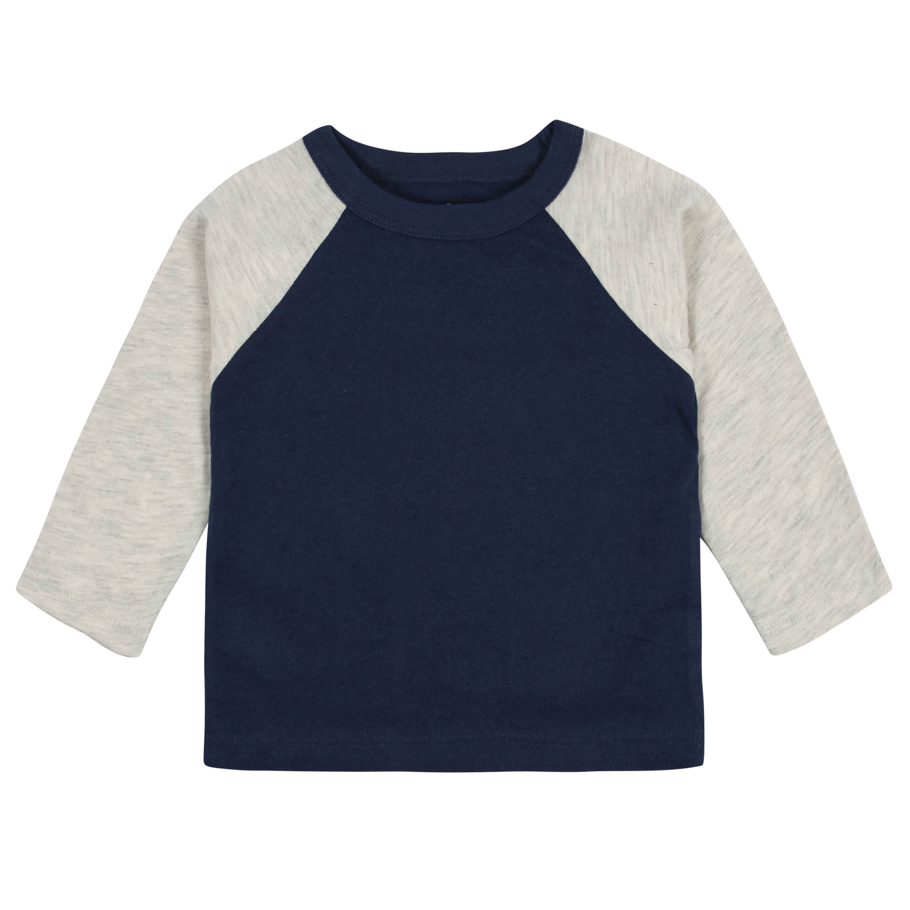 3-Pack Baby & Toddler Boys Royal Blues Long Sleeve Baseball Tees