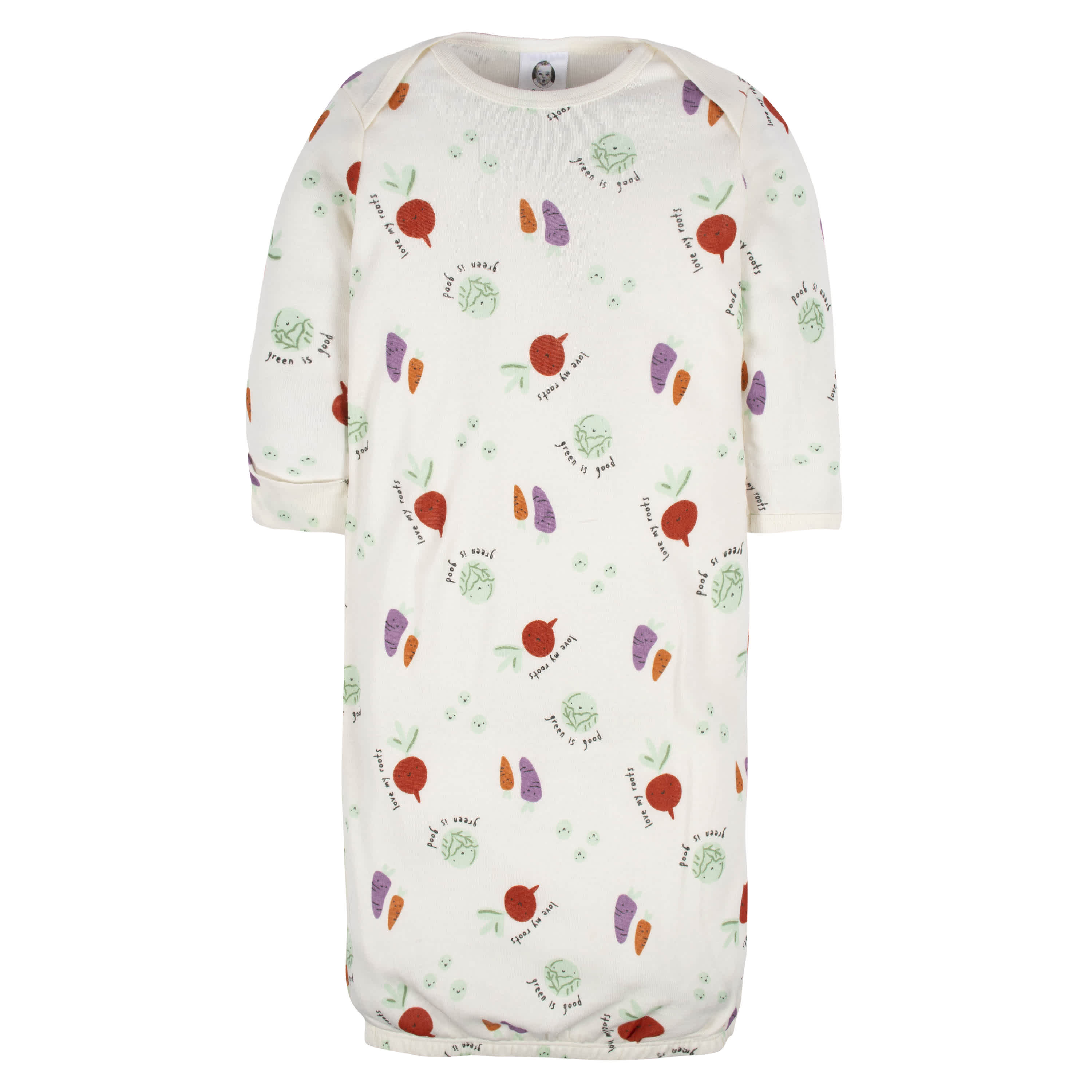4-Pack Baby Neutral Happy Veggies Gowns