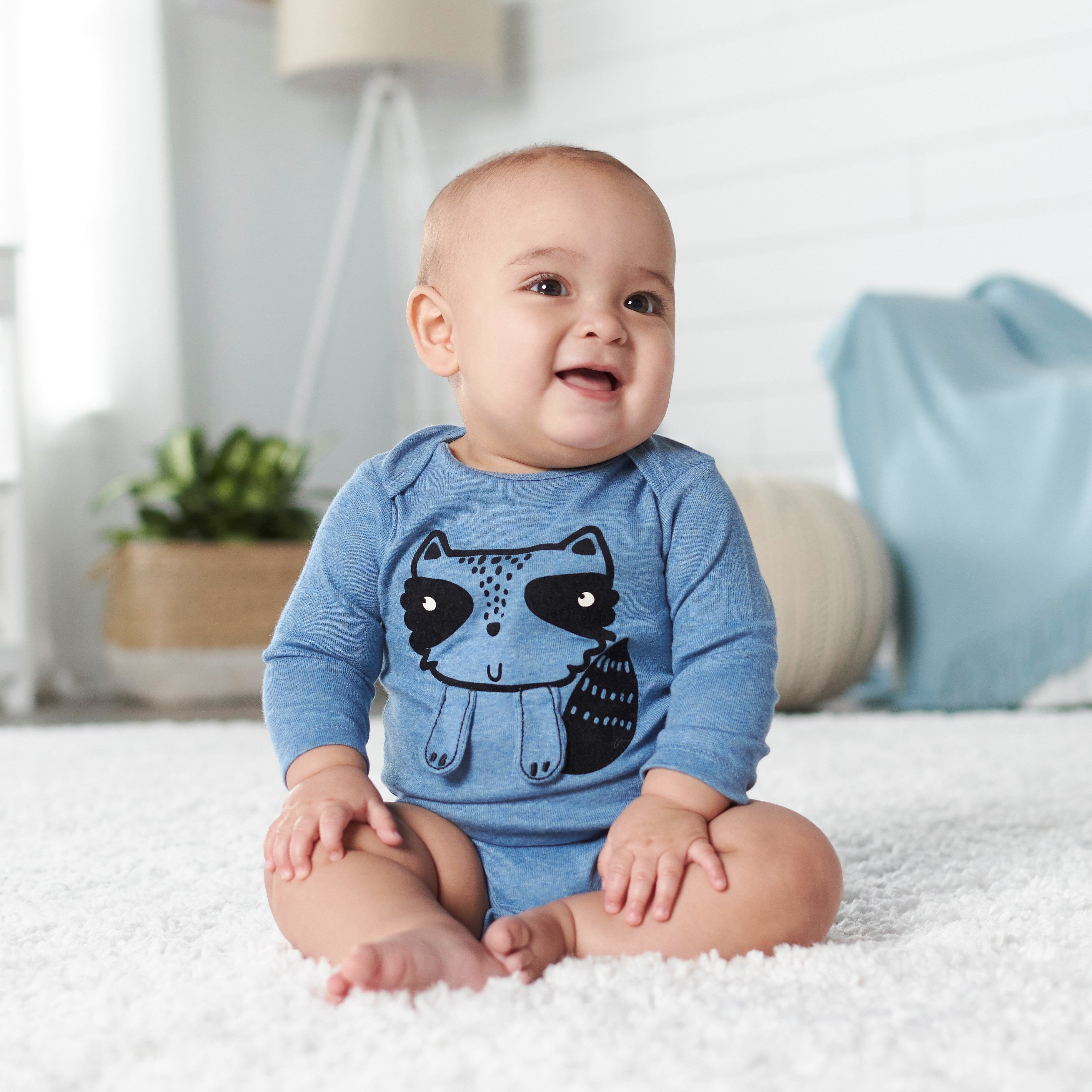 5-Pack Baby Boys Raccoon Long Sleeve Onesies® Bodysuits