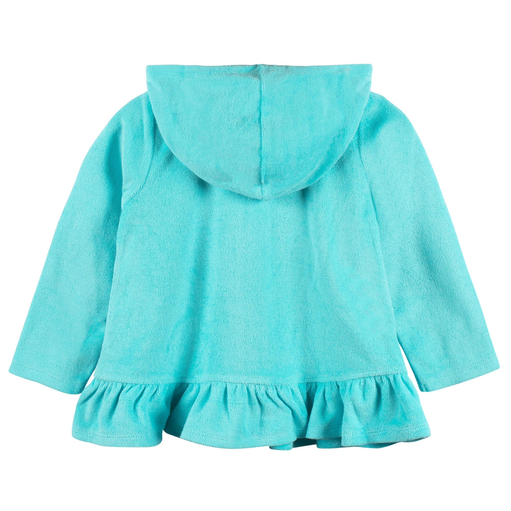Baby & Toddler Girls Aqua Hooded Zip Front Terry Coverup