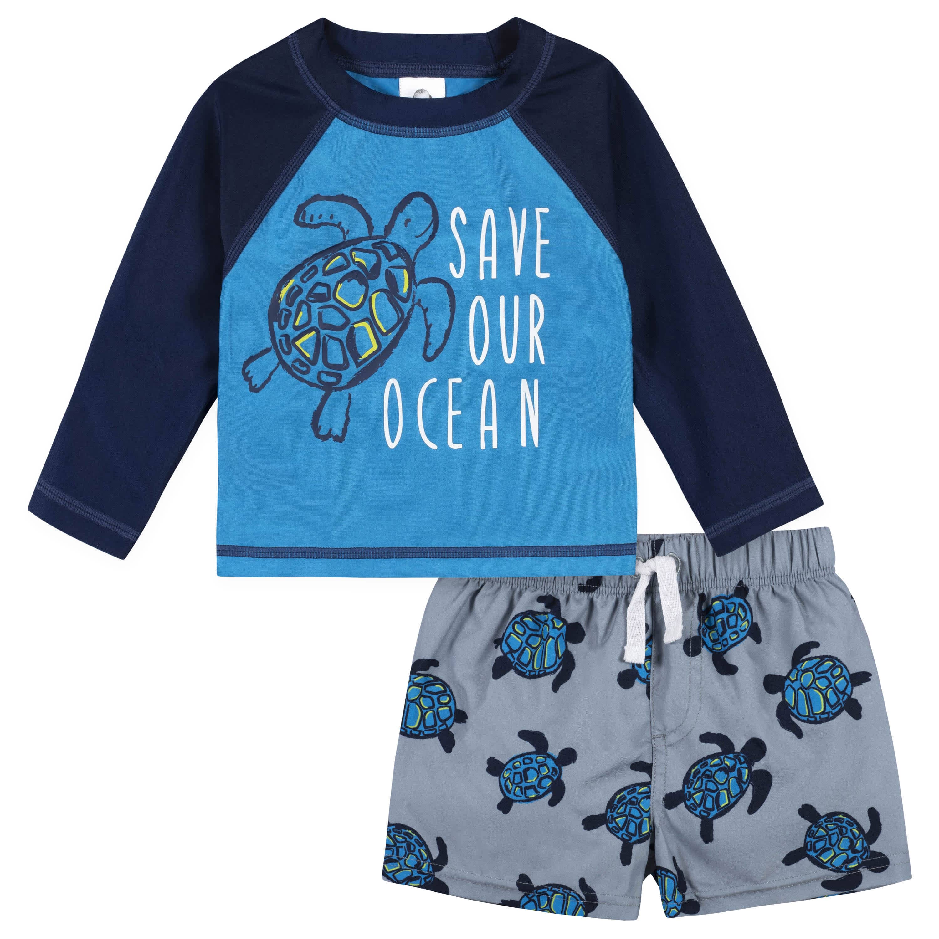 2-Piece Baby & Toddler Boys Sea Friends Rash Guard & Swim Trunks Set