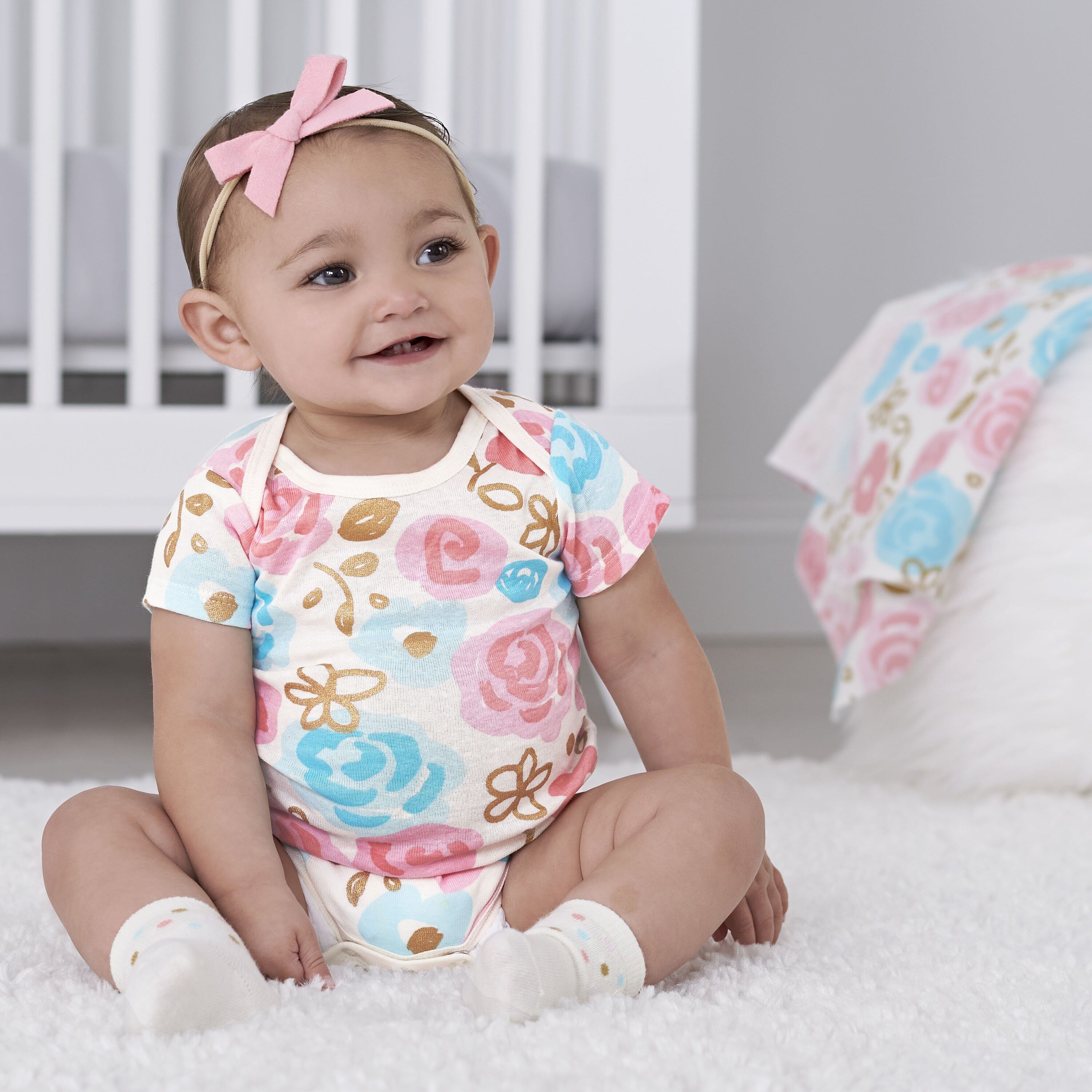 4-Pack Baby Girls Princess Short Sleeve Onesies® Bodysuits