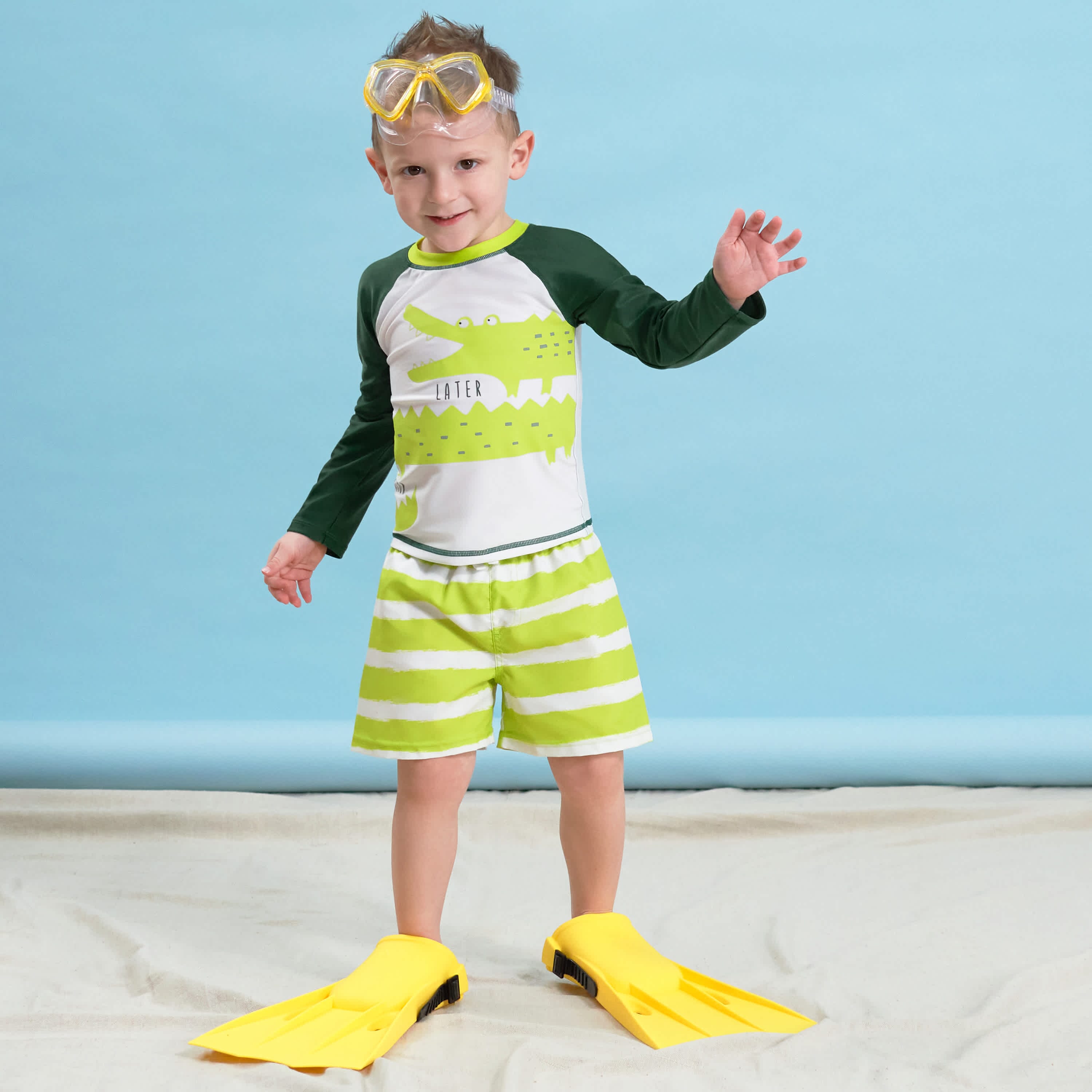 2-Piece Baby & Toddler Boys Later Gator Rash Guard & Swim Trunks Set