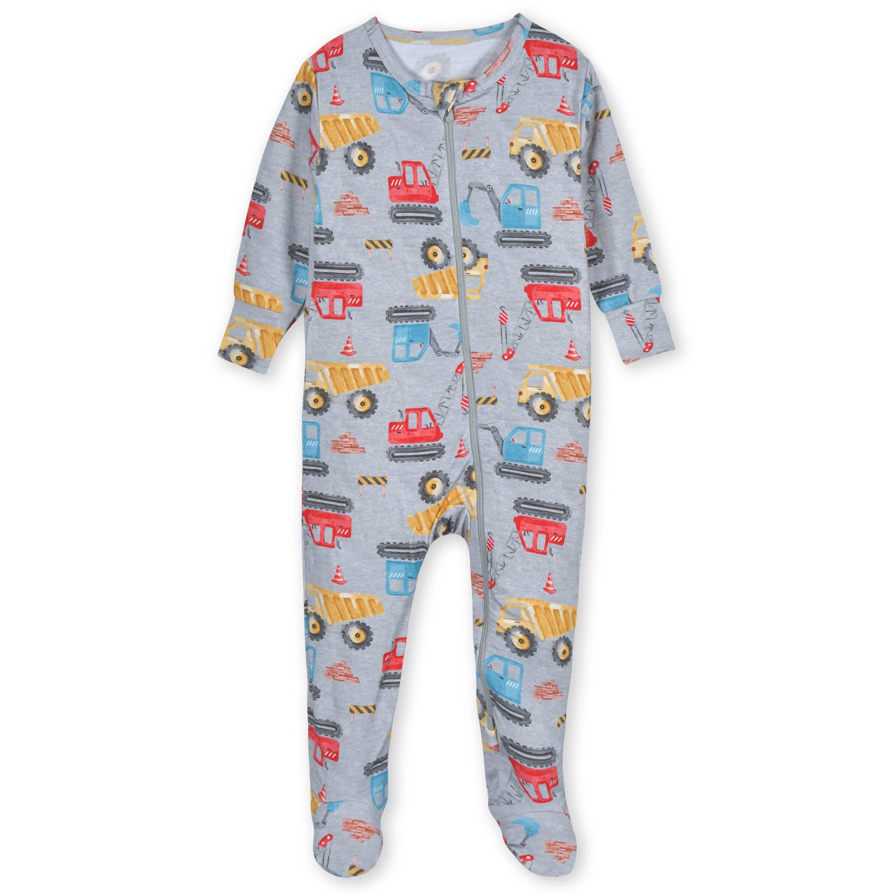 Baby & Toddler Boys Construction Trucks Buttery Soft Viscose Made from Eucalyptus Snug Fit Footed Pajamas