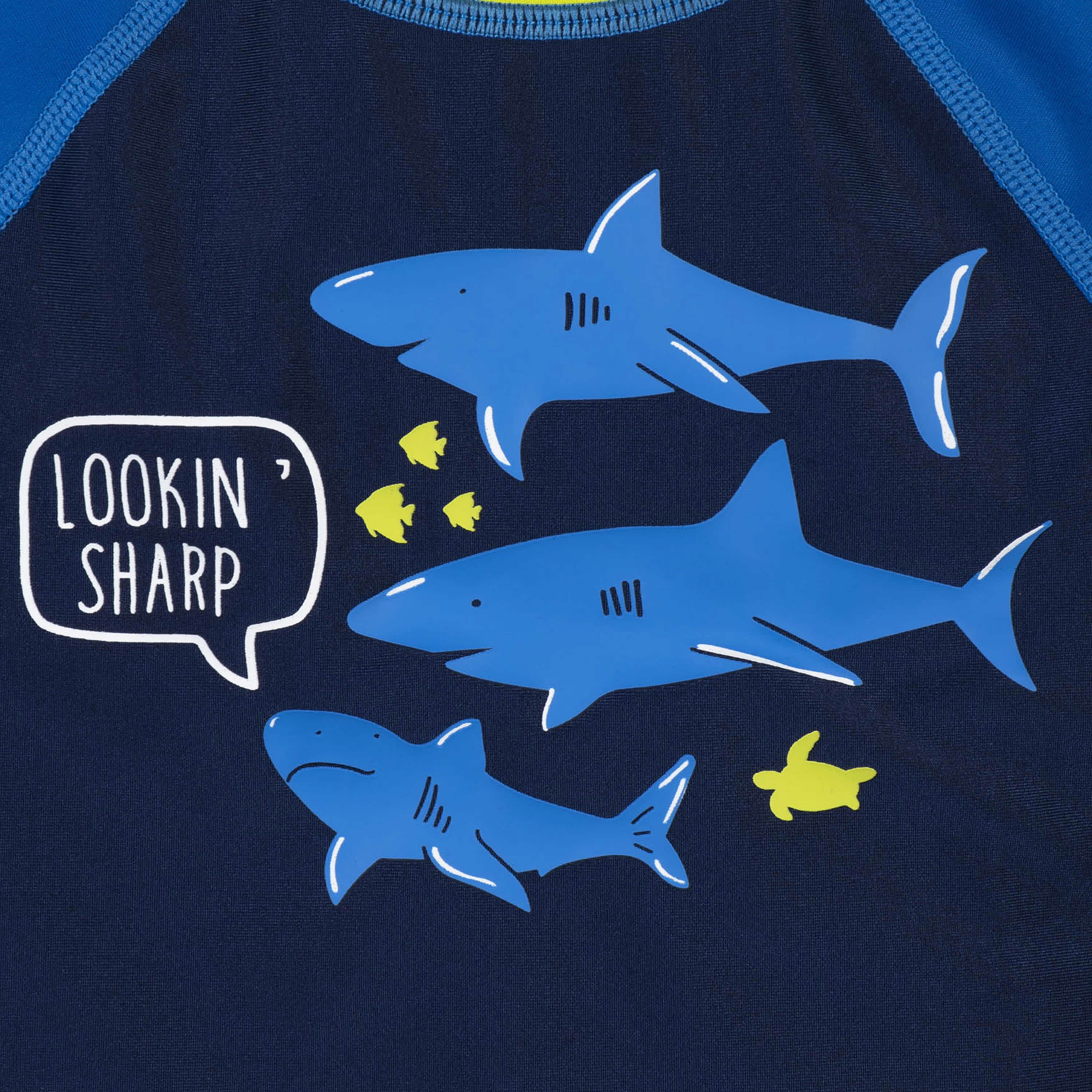 2-Piece Baby & Toddler Boys Shark Zone Rash Guard & Swim Trunks Set