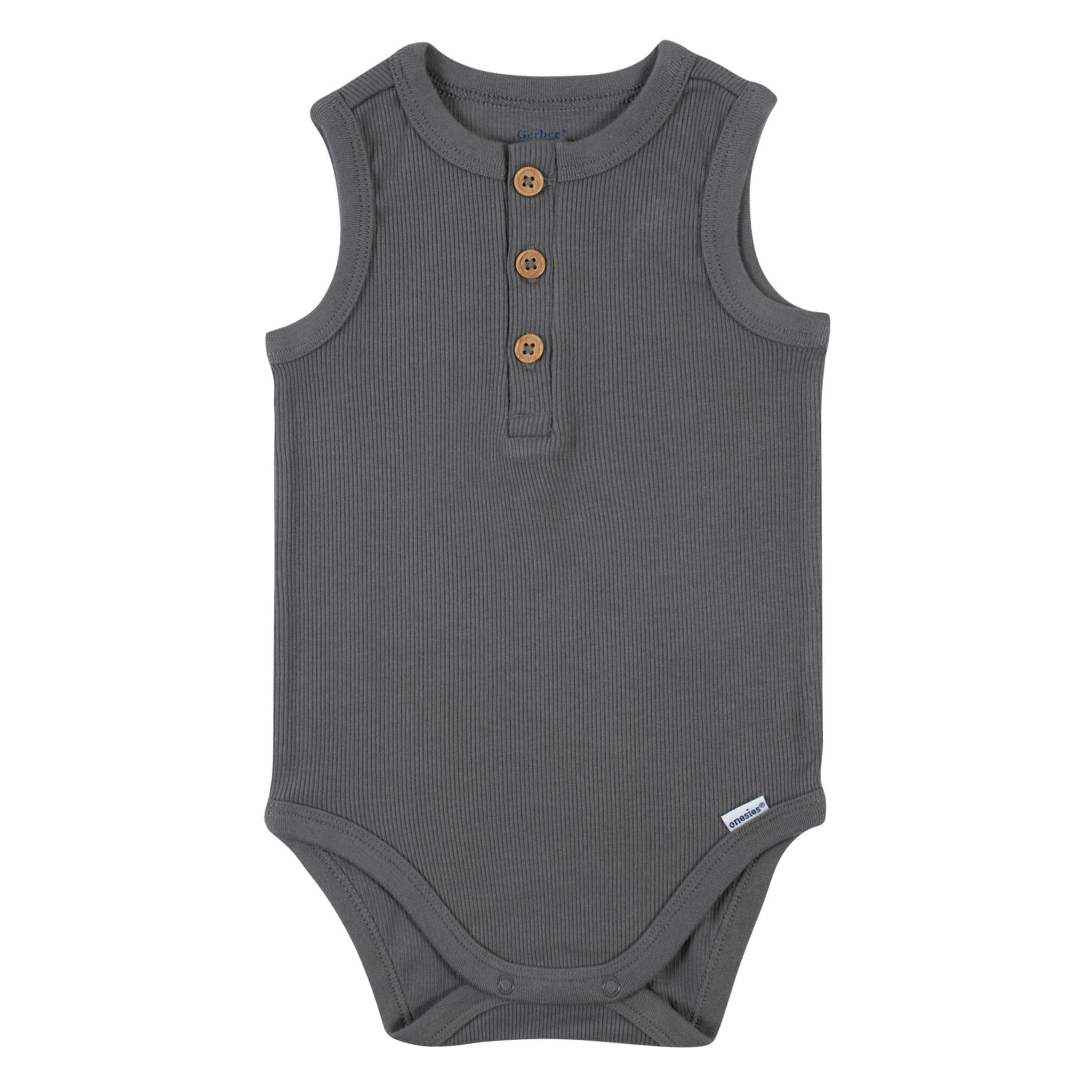 2-Pack Baby Boys Charcoal Oatmeal Sleeveless Onesies® Bodysuits