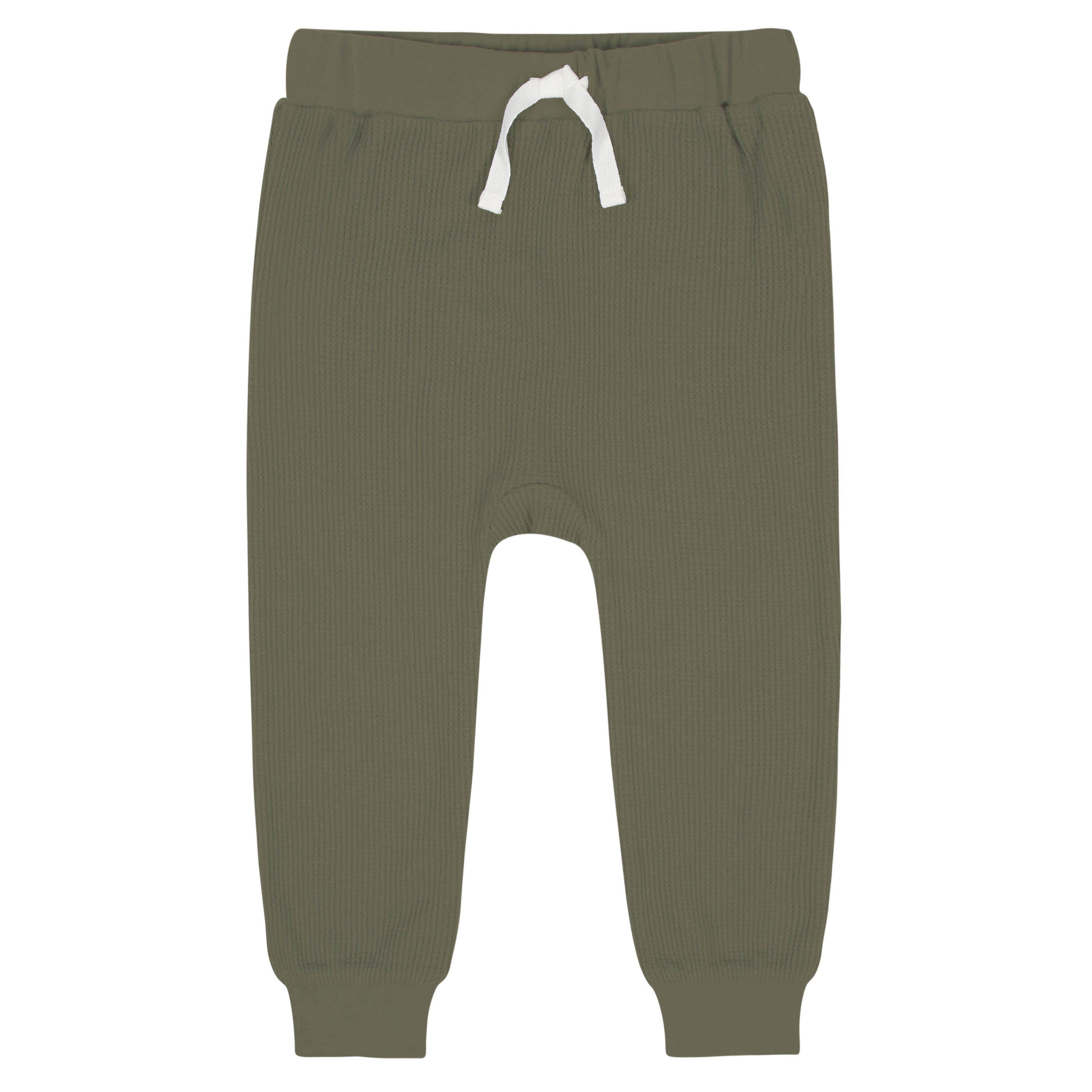 2-Piece Infant & Toddler Boys Sage Green Waffle Hoodie & Jogger Set