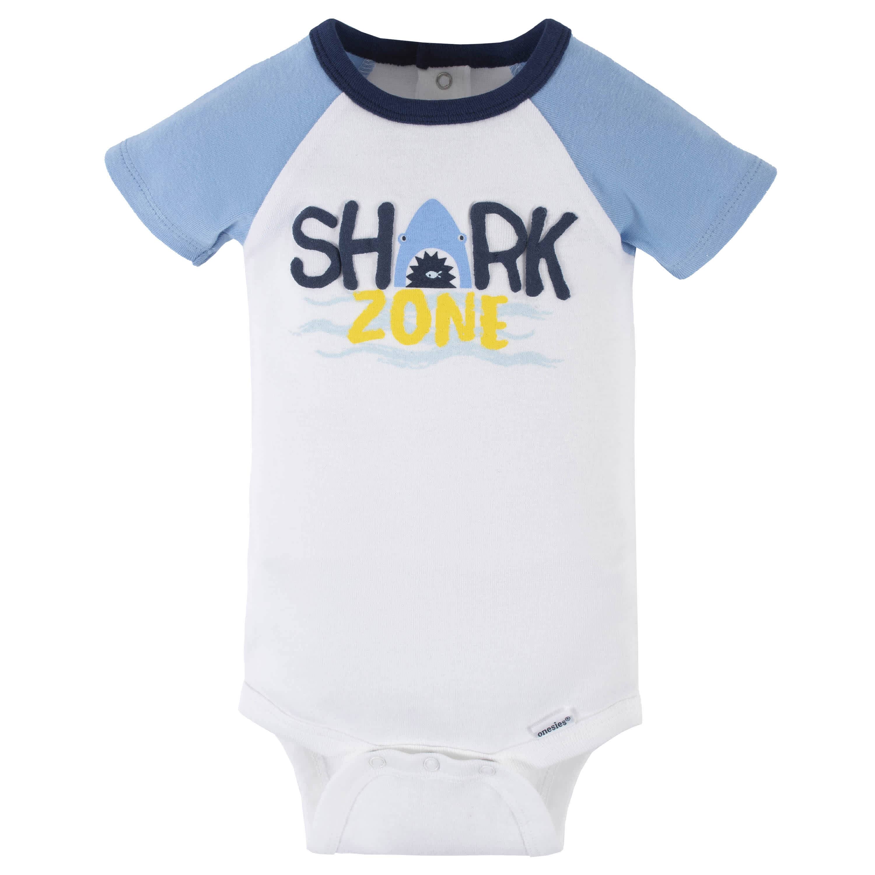 4-Pack Baby Boys Shark Zone Short Sleeve Onesies® Bodysuits