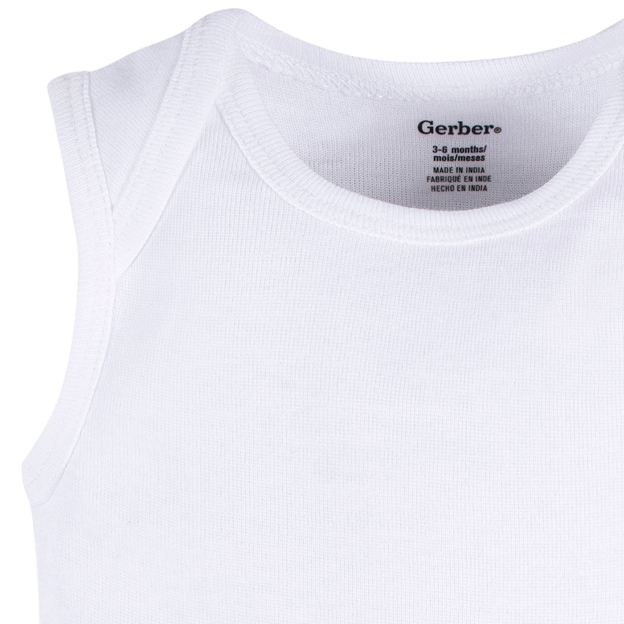 5- Baby Neutral White Sleeveless Onesies® Bodysuits