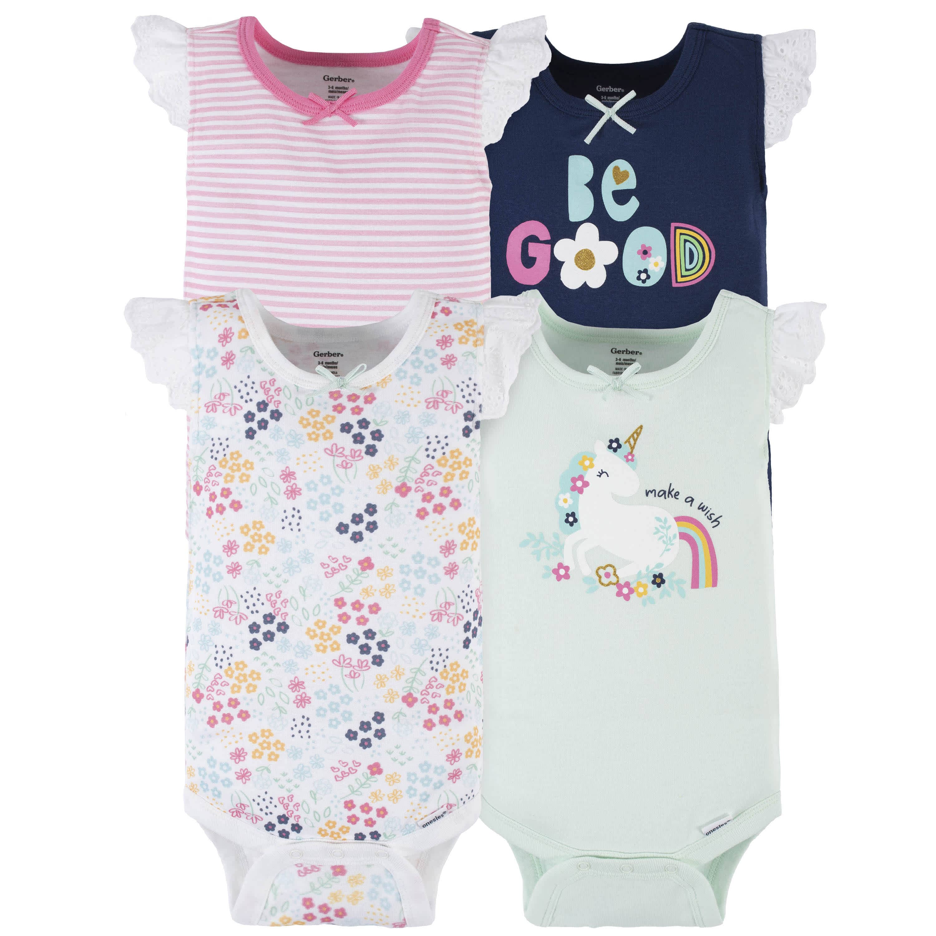 4-Pack Baby Girls Unicorn Tank Onesies® Bodysuits
