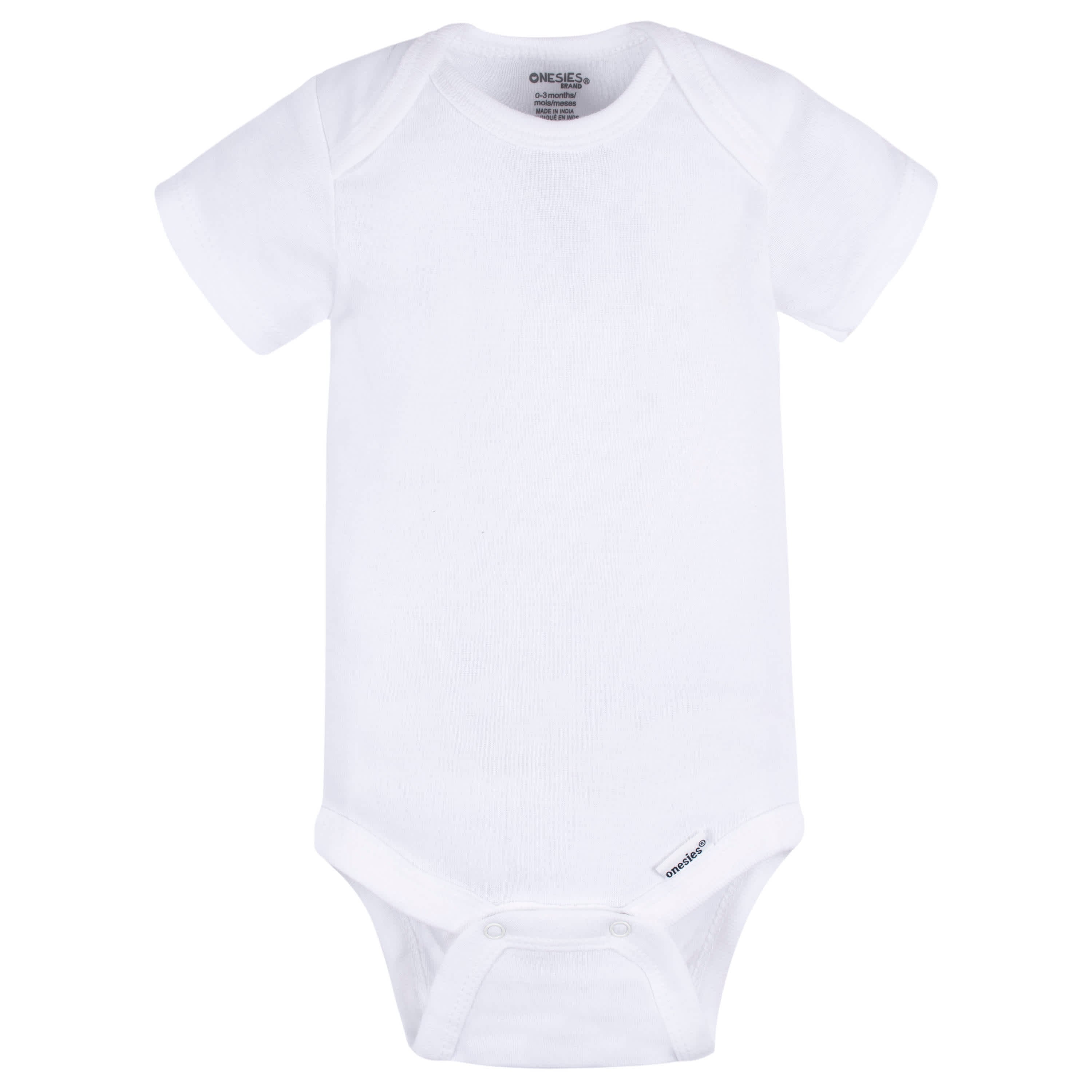 2-Pack Baby Neutral White Short Sleeve Onesies® Bodysuits