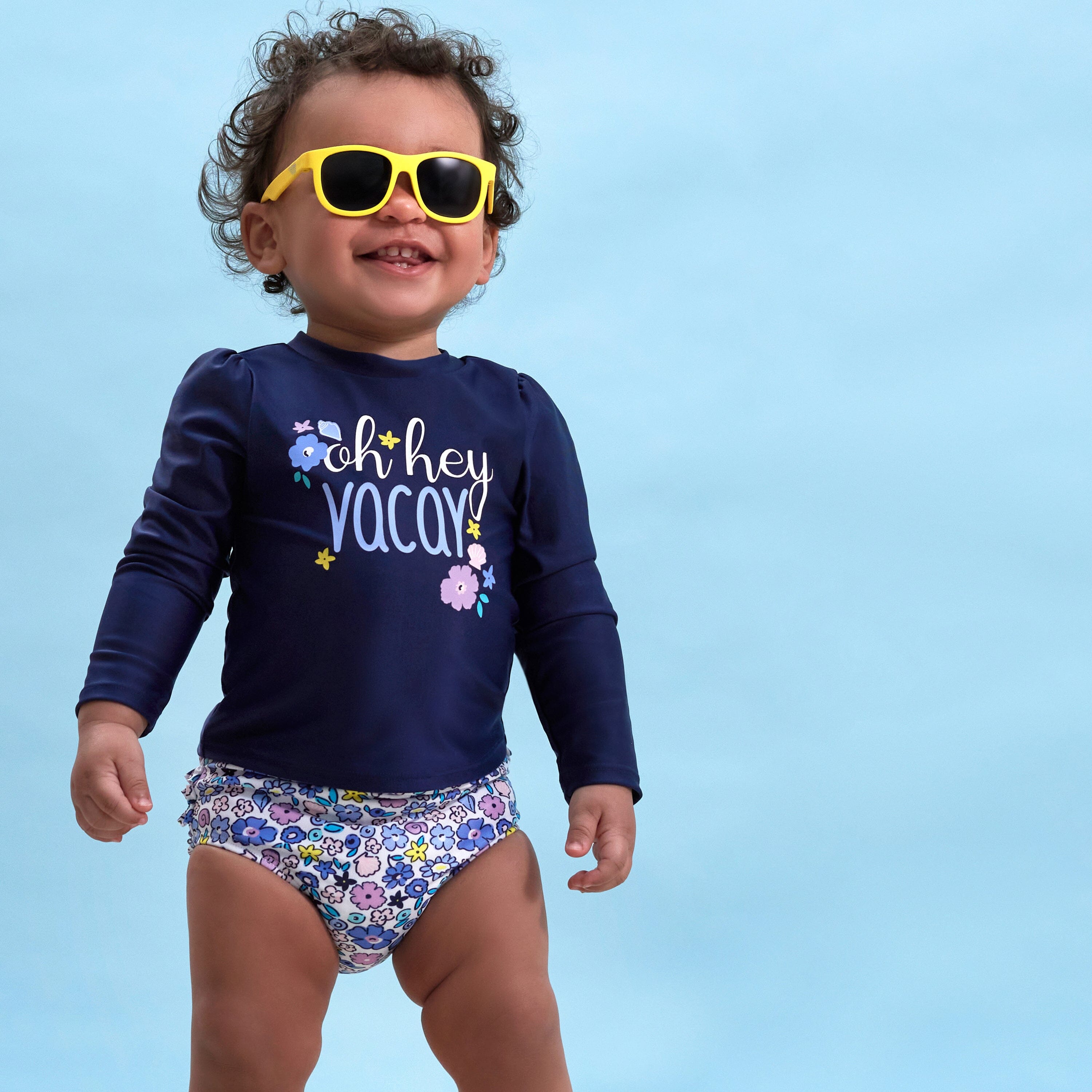 2-Piece Baby & Toddler Girls Vacation Vibes Rash Guard & Swim Bottoms Set