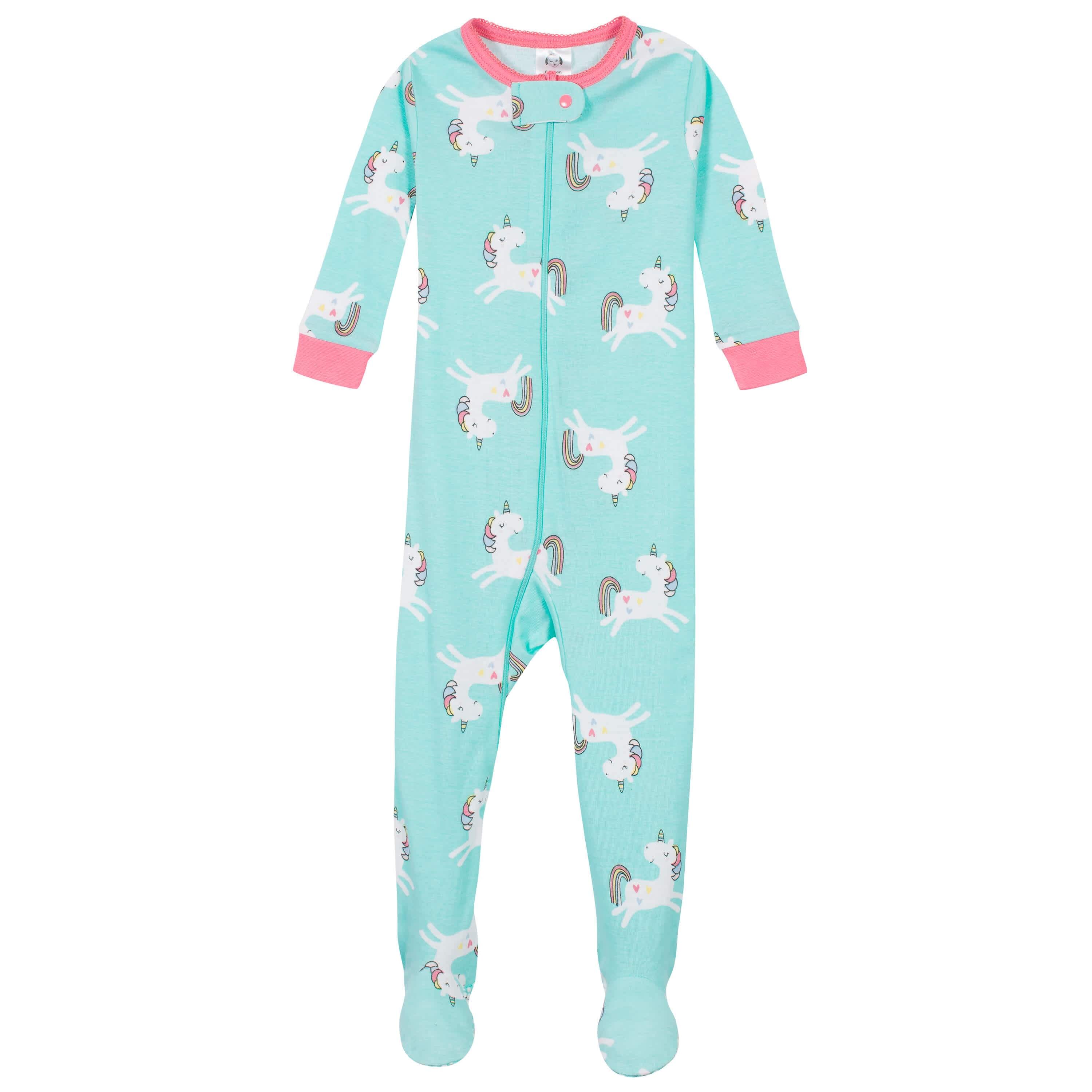 2-Pack Baby & Toddler Girls Unicorns Snug Fit Footed Cotton Pajamas