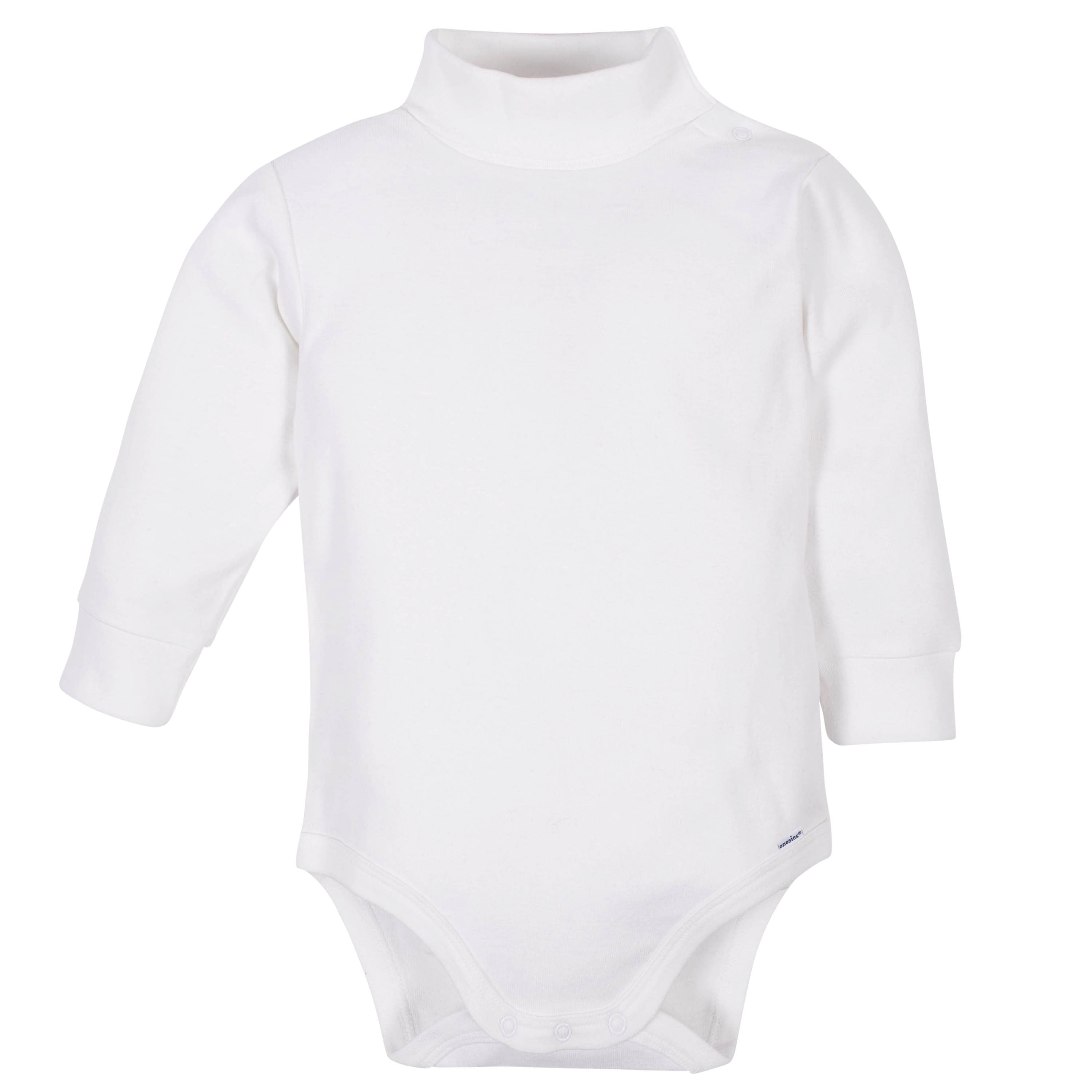 2-Pack Baby and Toddler Neutral White Long Sleeve Turtleneck Onesies® Bodysuits