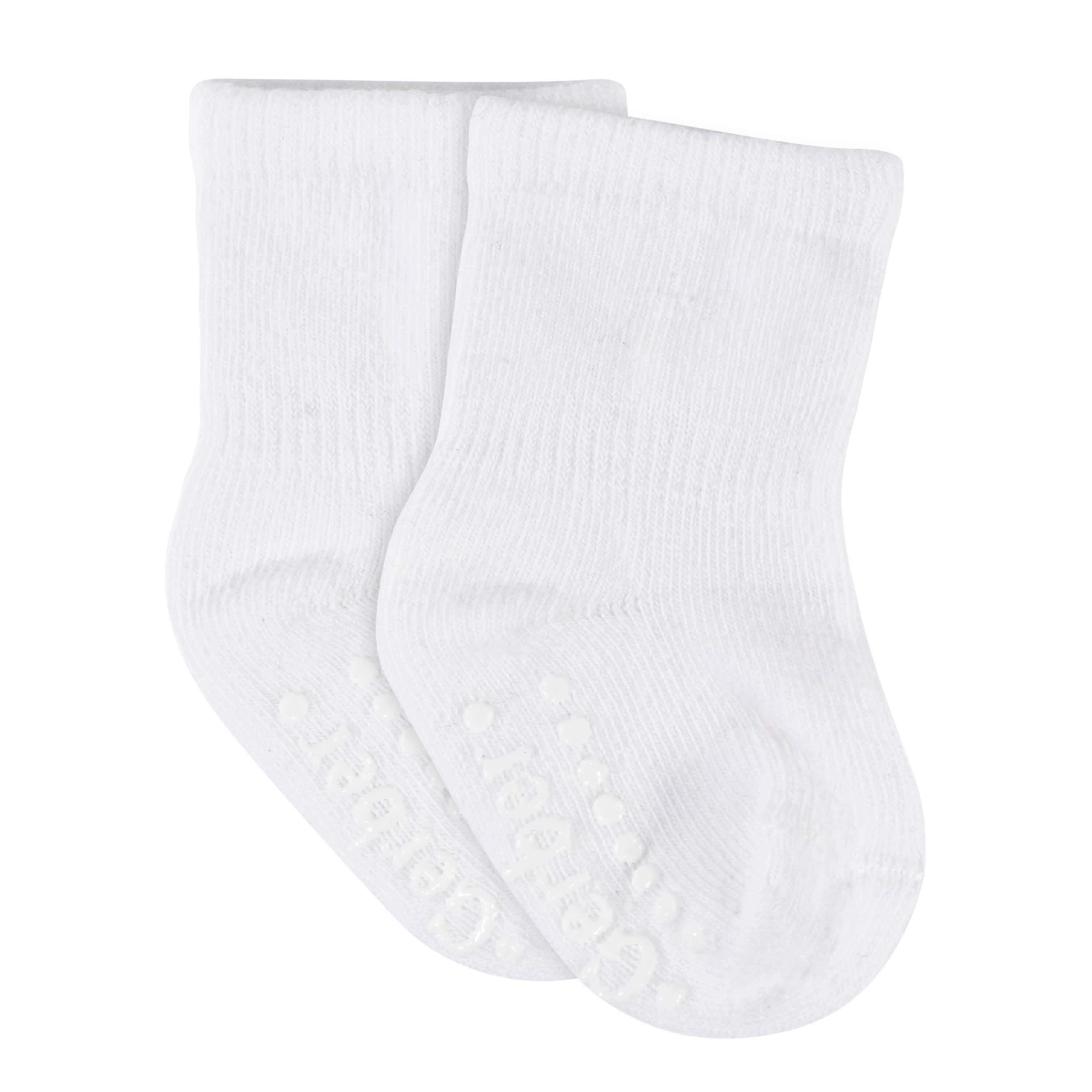 8-Pack Baby & Toddler White Wiggle Proof® Jersey Crew Socks