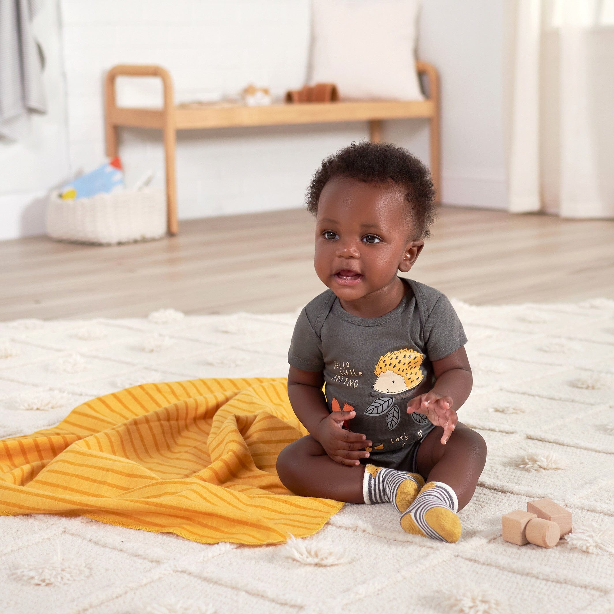 3-Pack Baby Boys Hedgehog Short Sleeve Onesies® Bodysuits