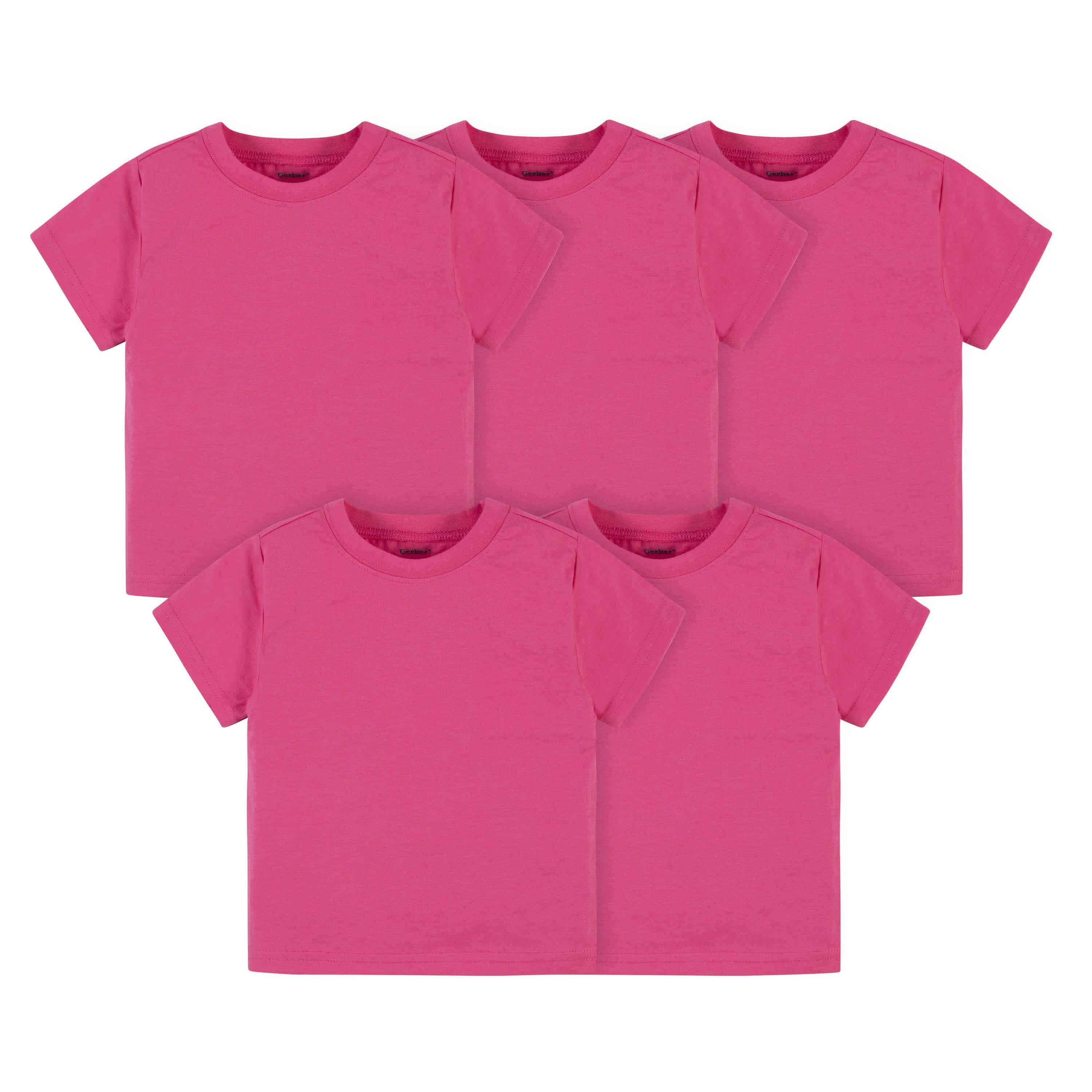 5-Pack Infant & Toddler Hot Pink Premium Short Sleeve Tees