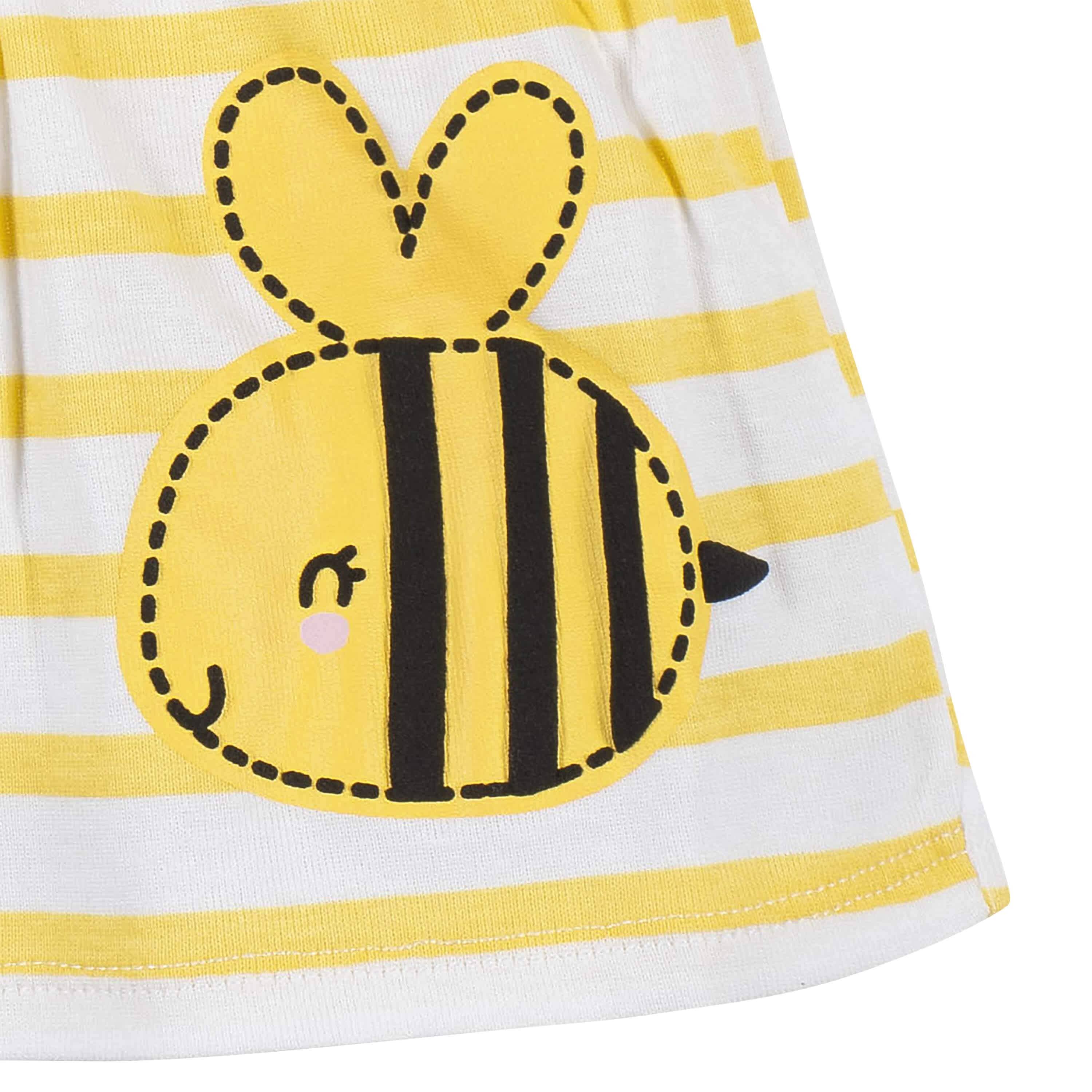 3-Piece Baby & Toddler Girls Bee Garden Dress, Diaper Cover & Headband Set