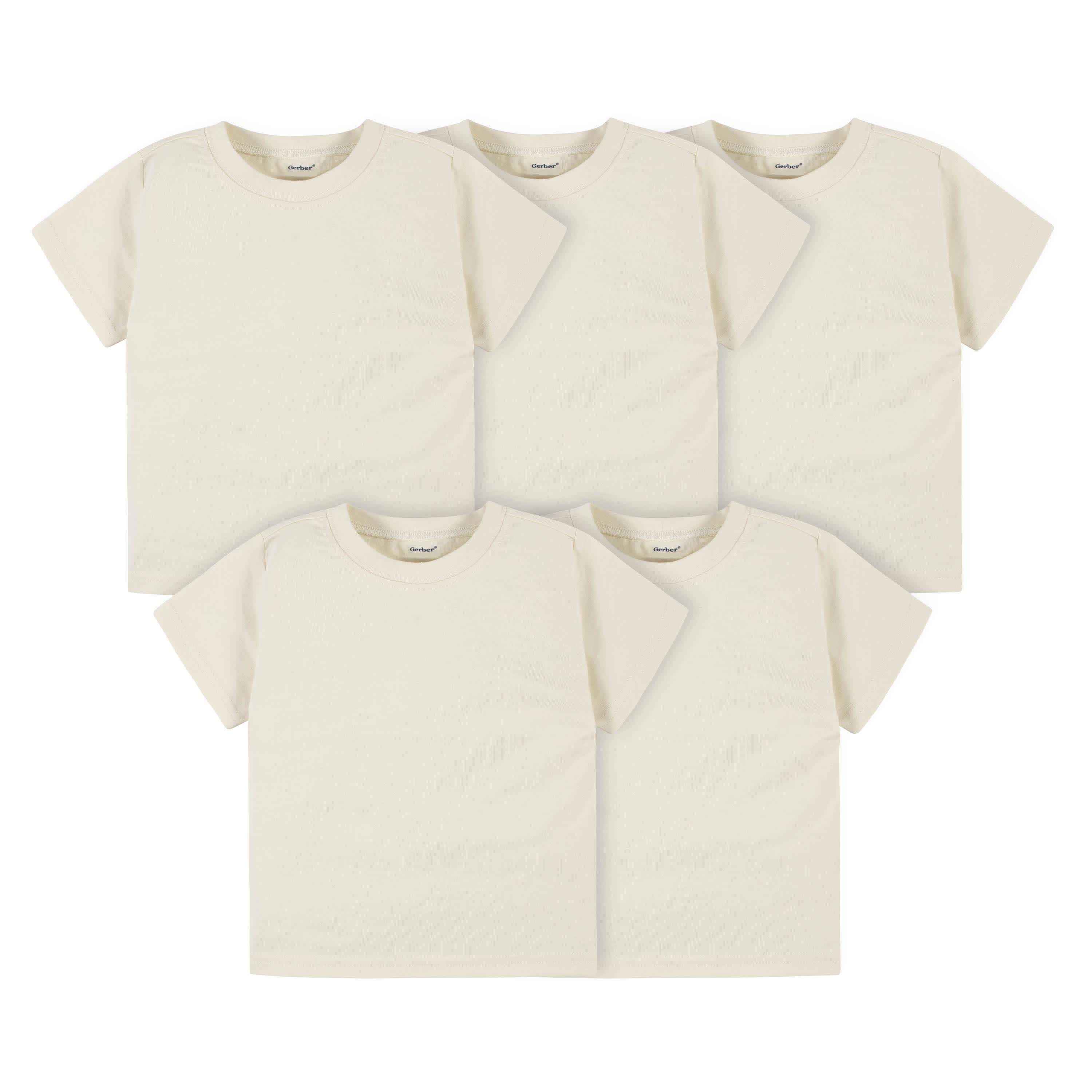 5-Pack Infant & Toddler Natural Premium Short Sleeve Tees