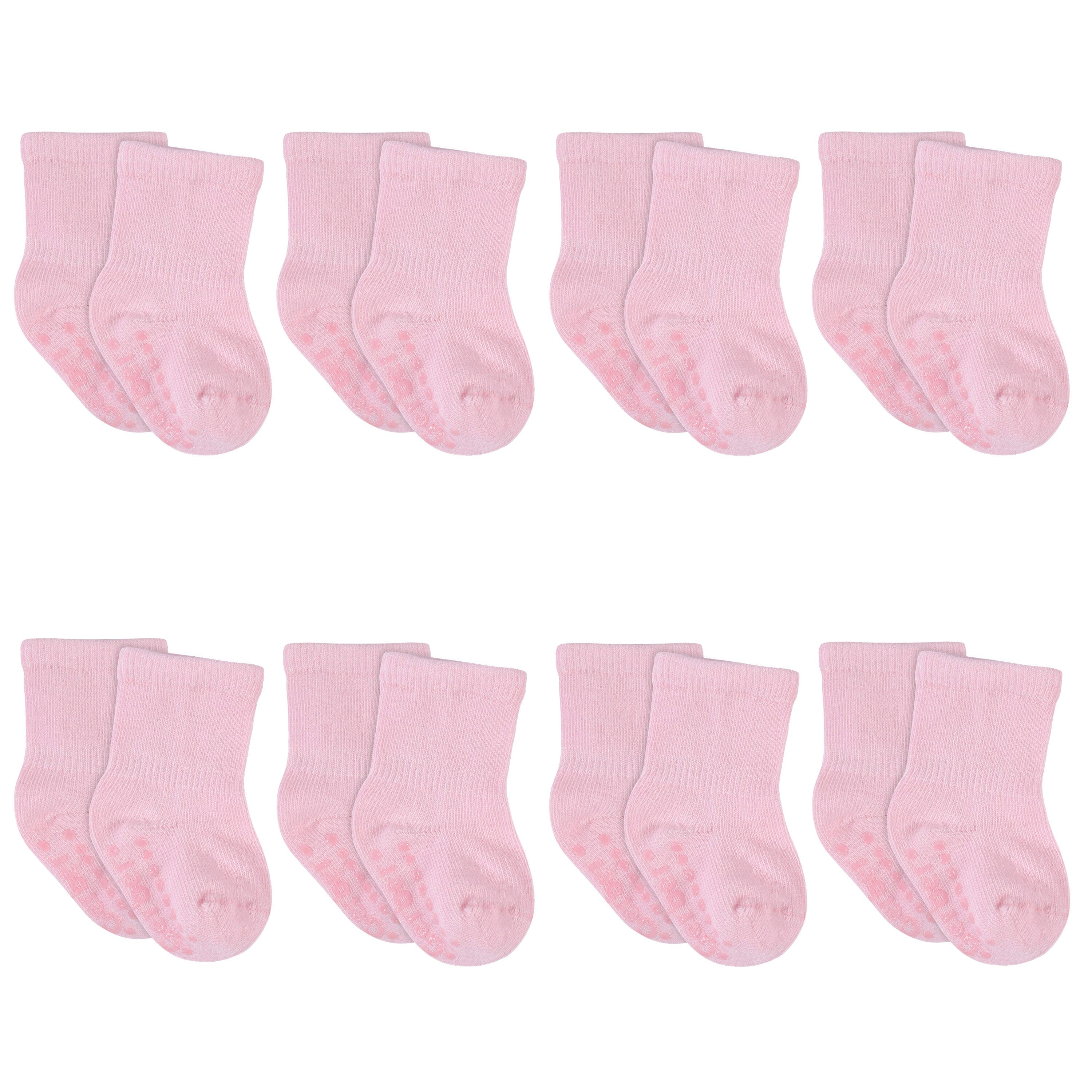 8-Pack Baby & Toddler Light Pink Wiggle Proof® Jersey Crew Socks