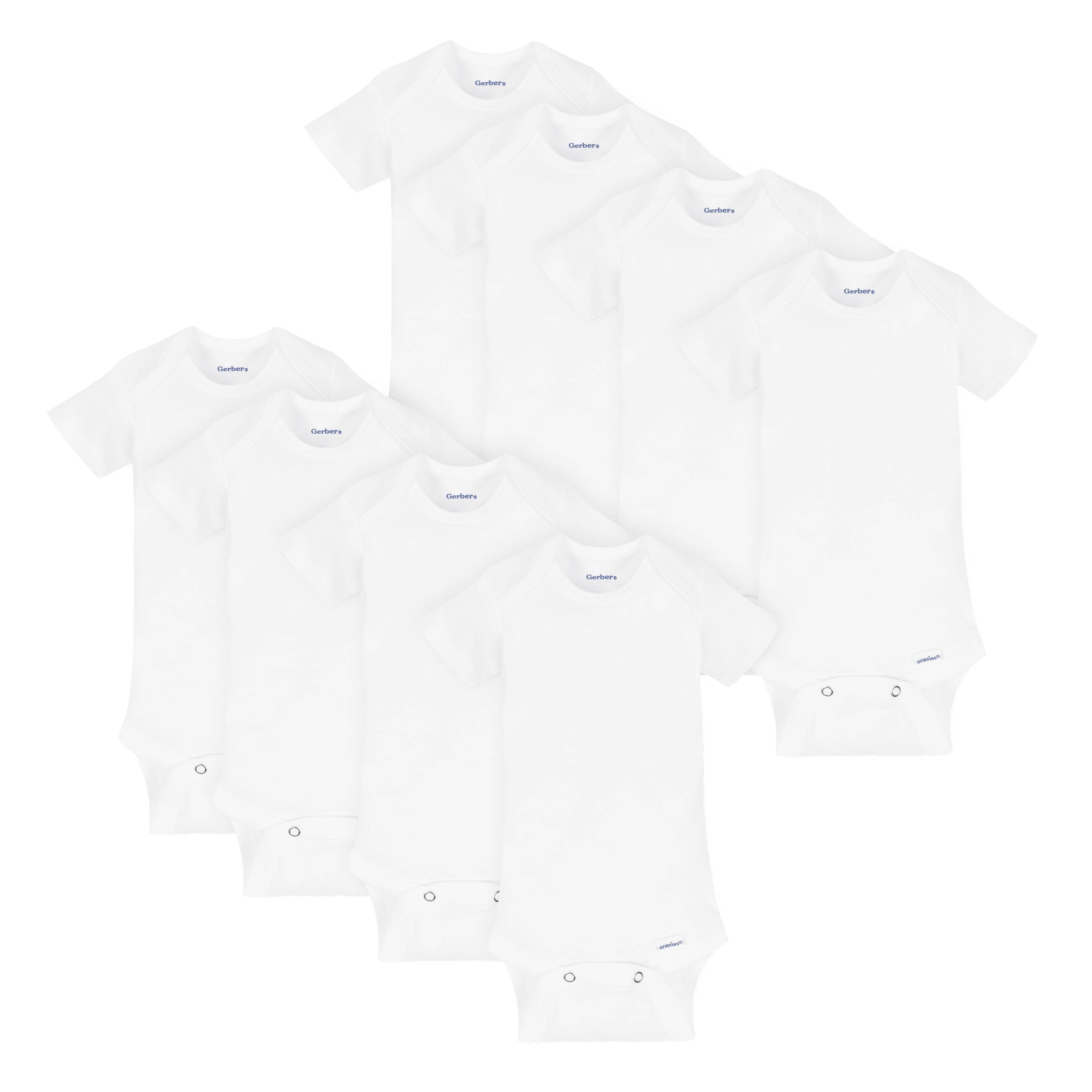 8-Pack Baby White Short-Sleeve Onesies® Bodysuits