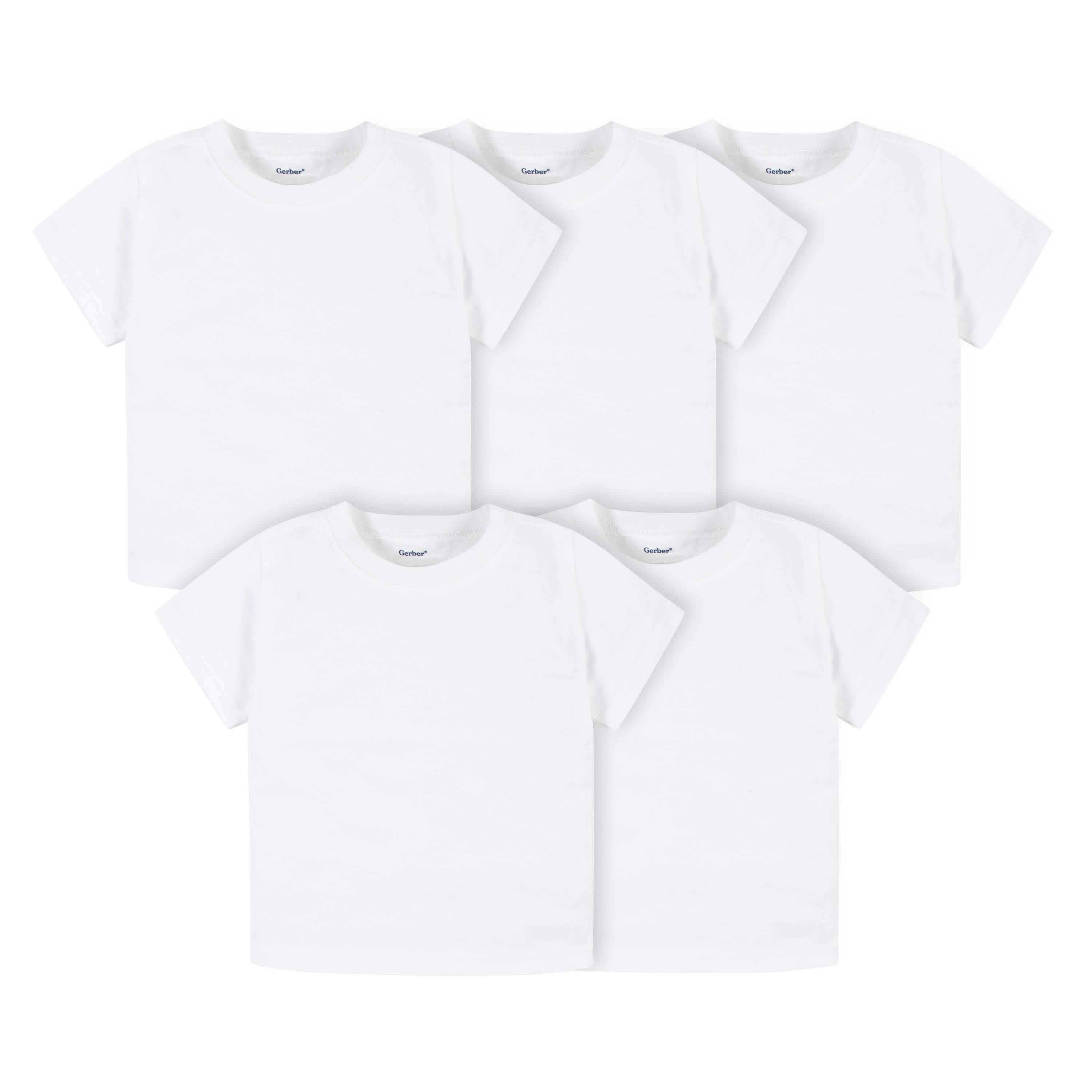 5-Pack Infant & Toddler White Premium Short Sleeve Tees