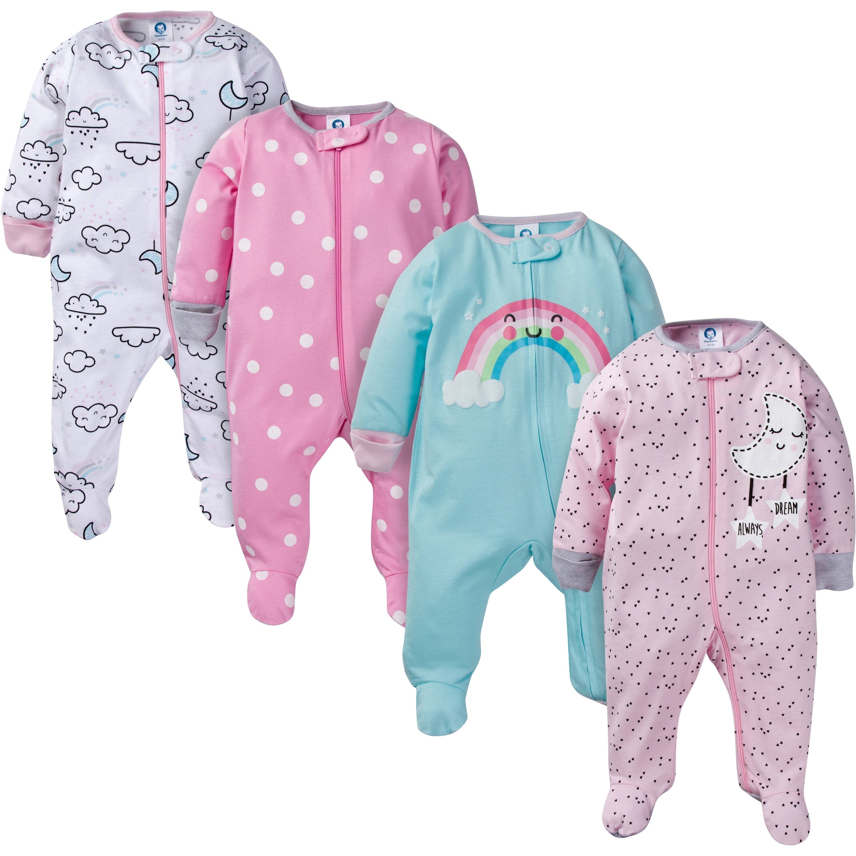 4-Pack Baby Girls Clouds Sleep N' Play