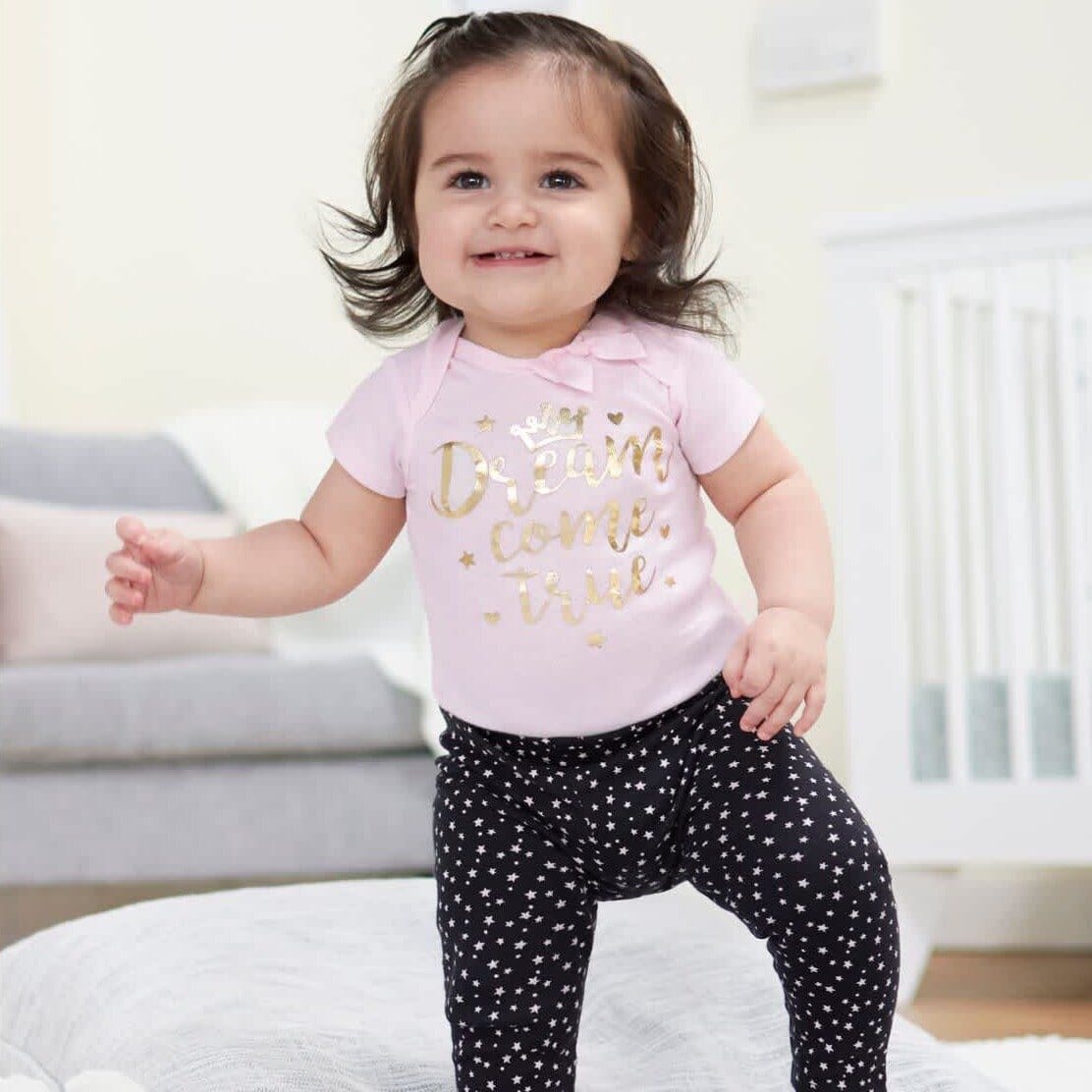 3-Pack Baby Girls Organic Princess Short Sleeve Onesies® Bodysuits