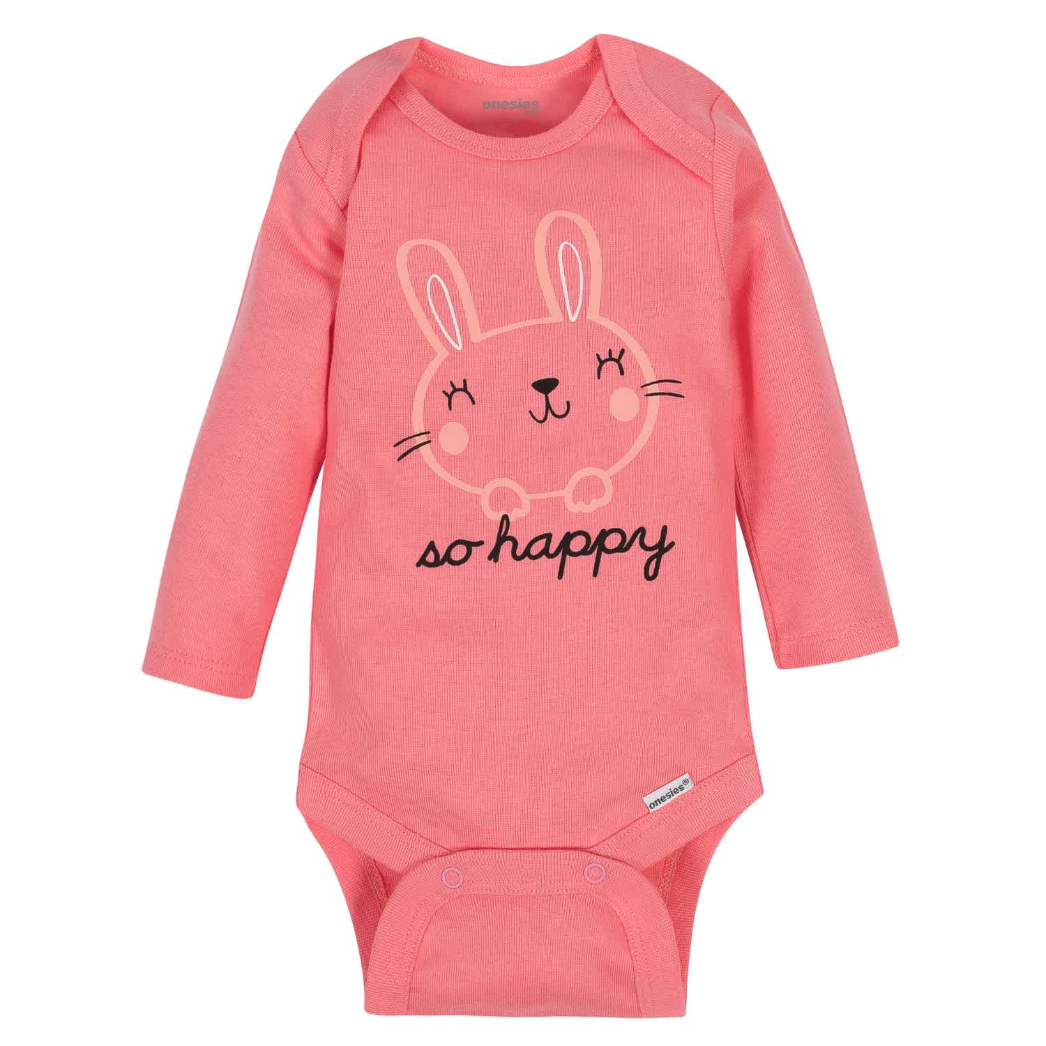 6-Pack Baby Girls Bunny Long Sleeve Onesies® Brand Bodysuits