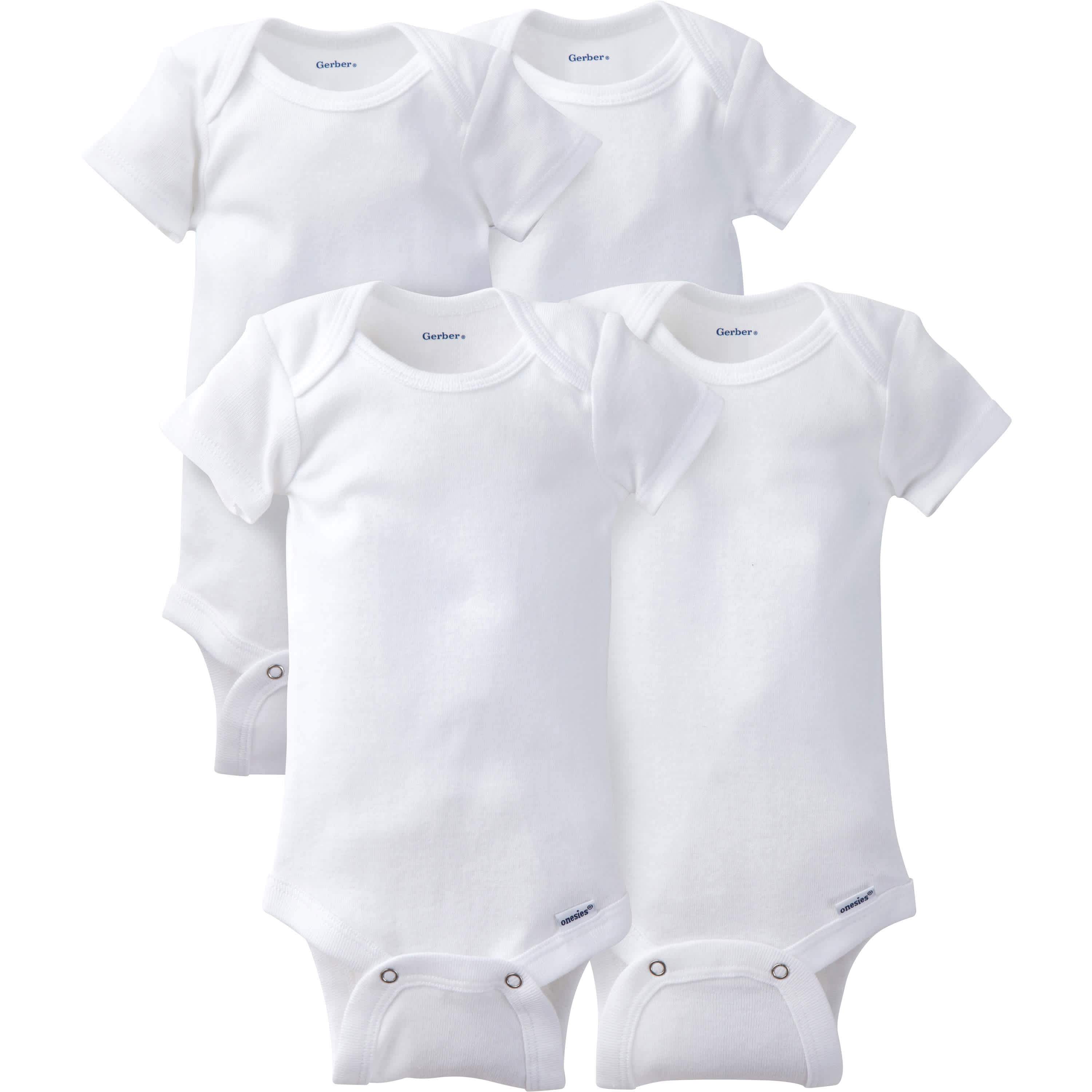 4-Pack Baby Neutral White Onesies® Bodysuits