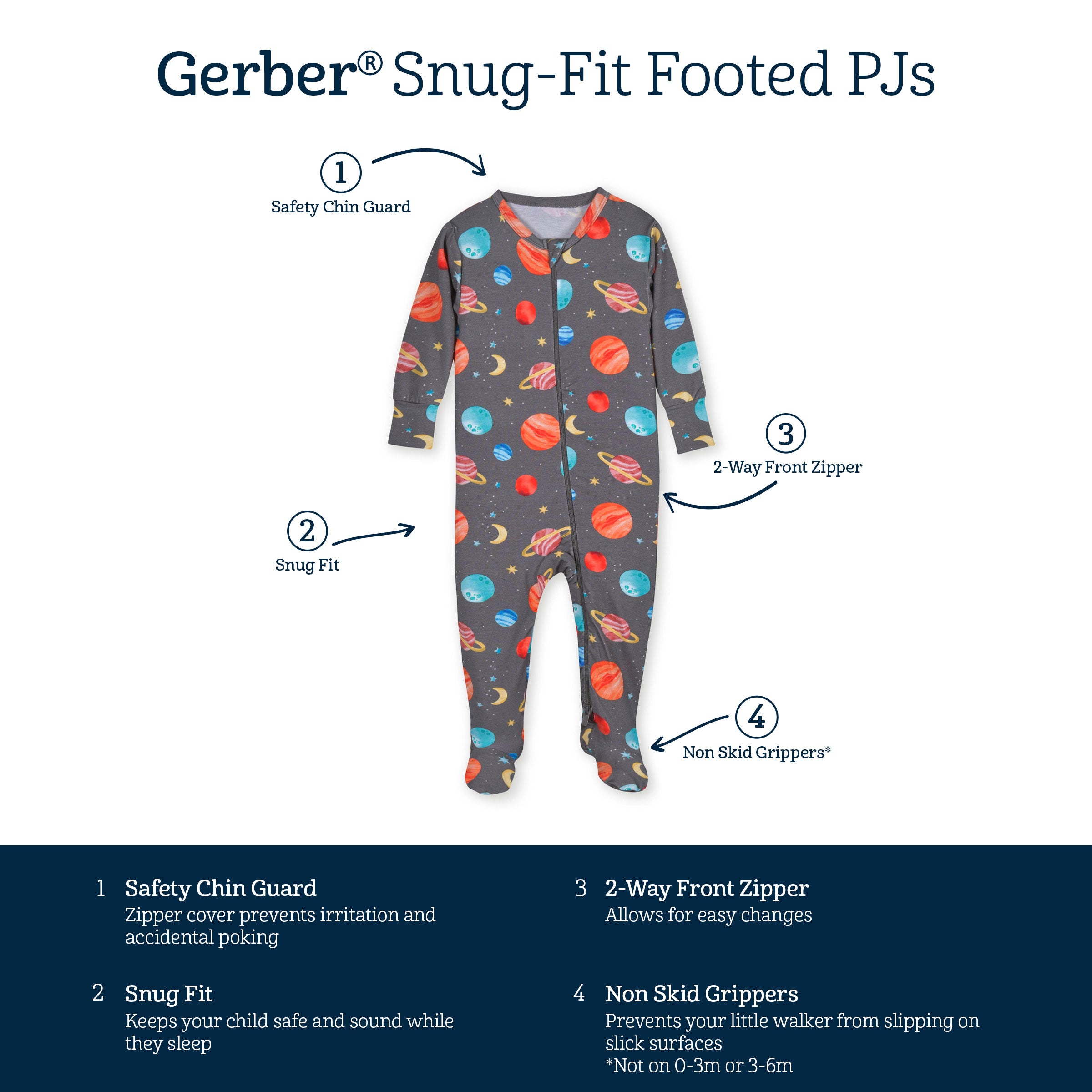 Baby & Toddler Outer Space Buttery Soft Viscose Made from Eucalyptus Snug Fit Footed Pajamas