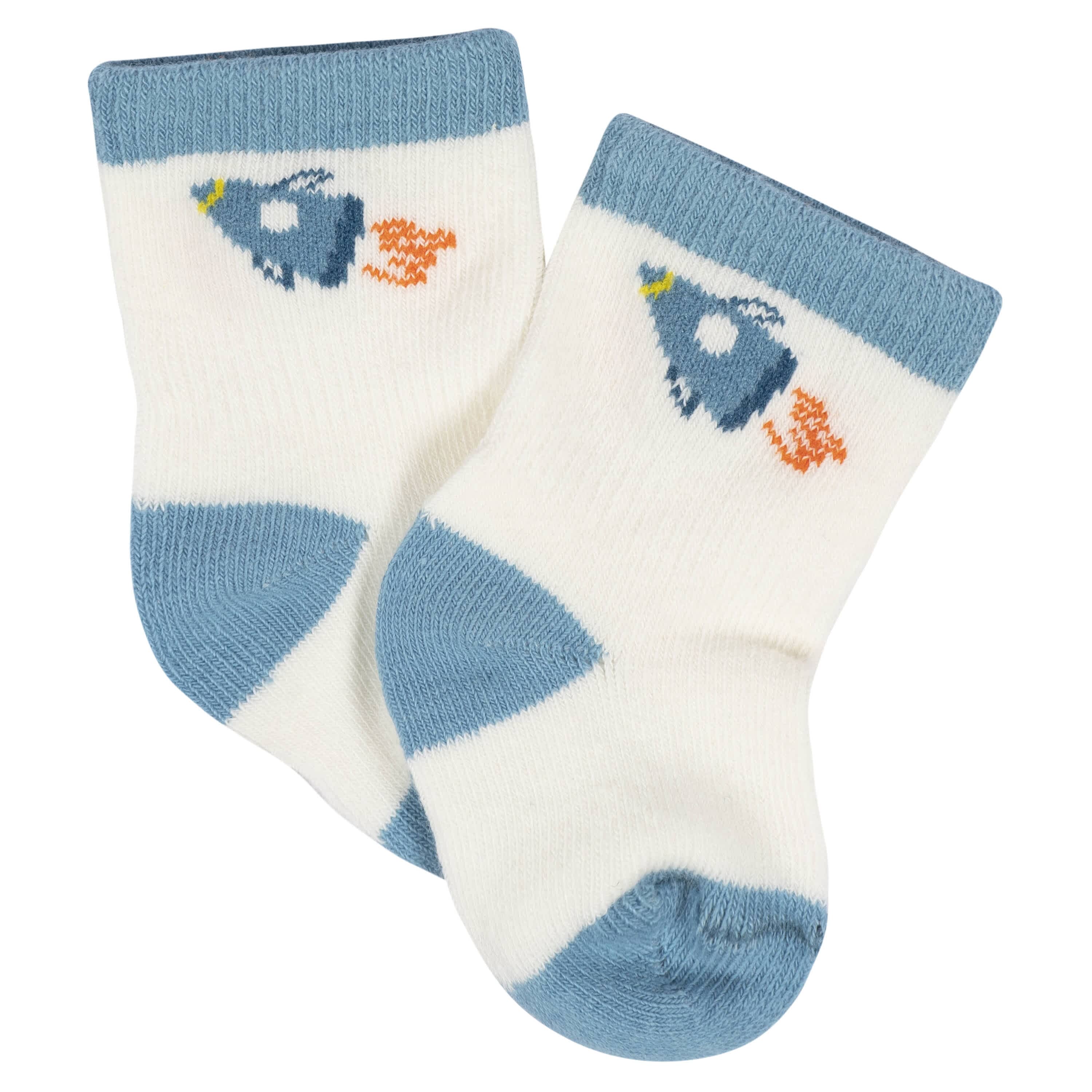 8-Pack Baby Boys Space Explorer Jersey Wiggle Proof® Socks