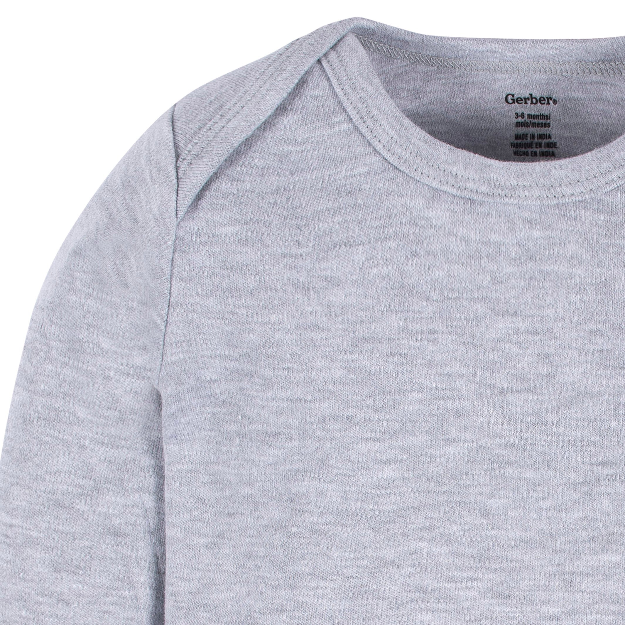 5-Pack Baby Heather Gray Premium Long Sleeve Onesies® Bodysuits