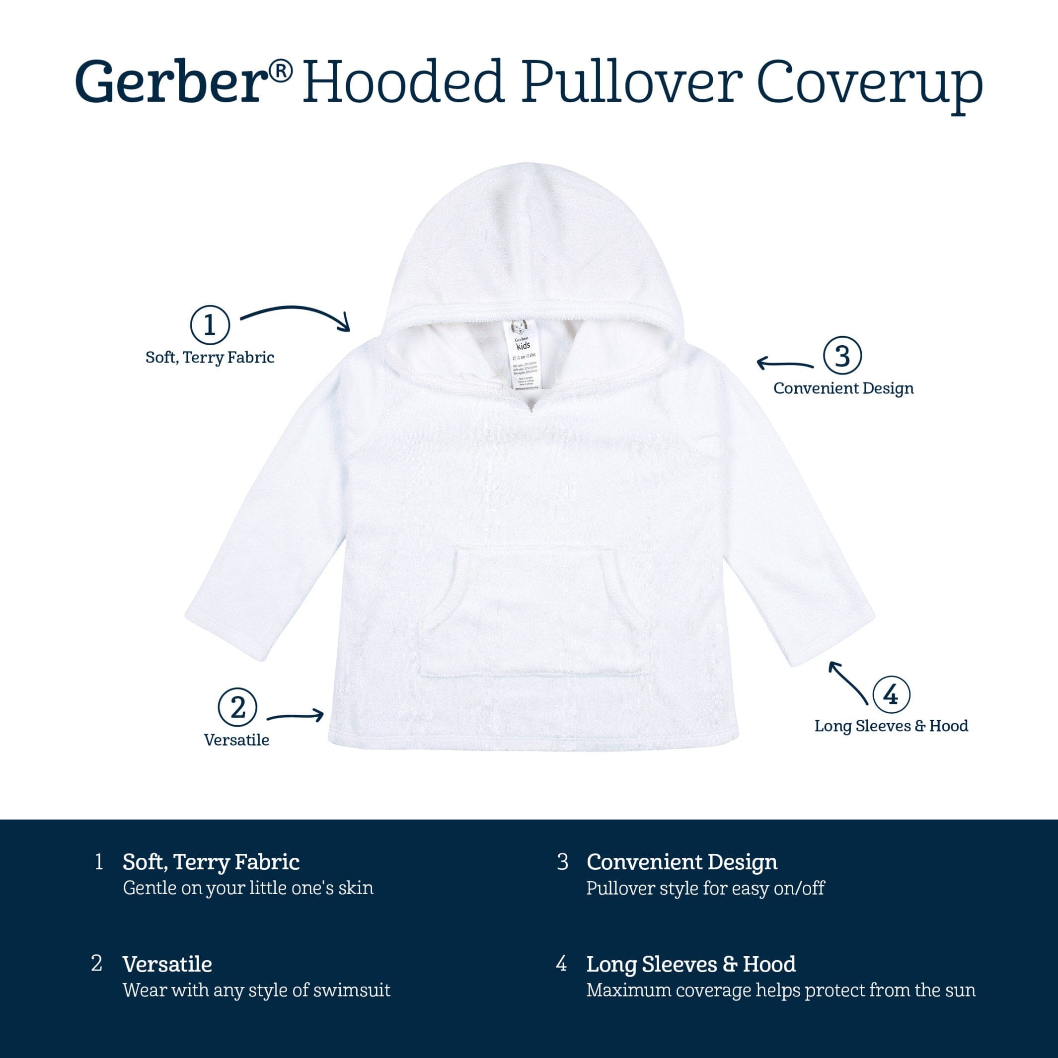 Baby & Toddler Girls Navy Hooded Kangaroo Pocket Terry Coverup