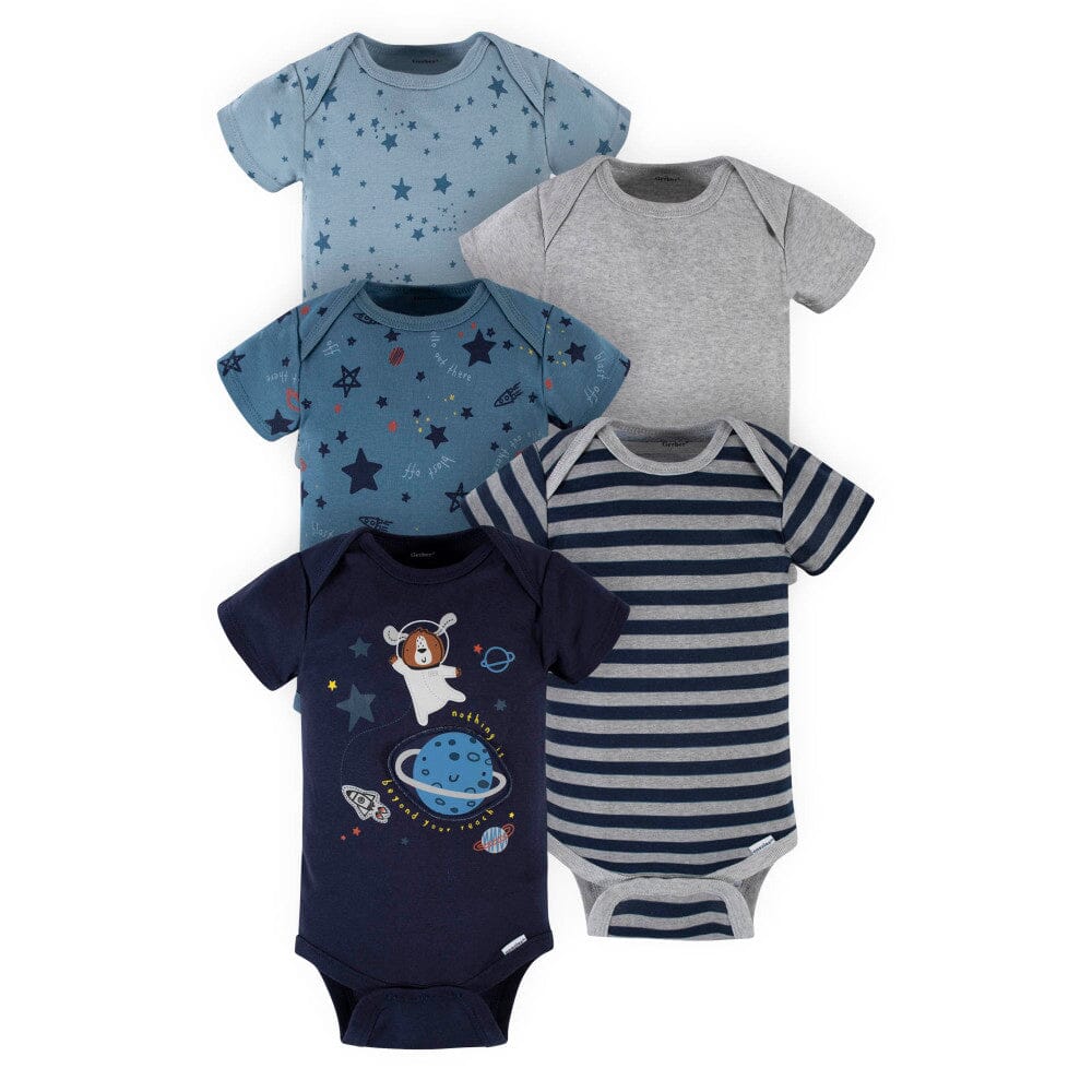 5-Pack Baby Boys Space Short Sleeve Onesies® Bodysuits